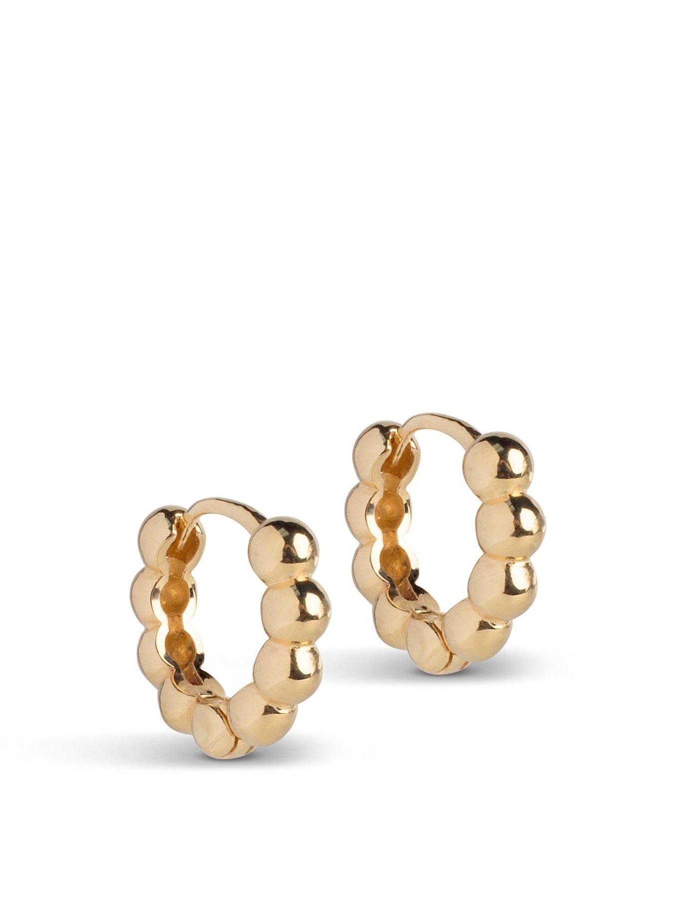 undefined Small Gold Plated Sterling Silver Ball Hoops