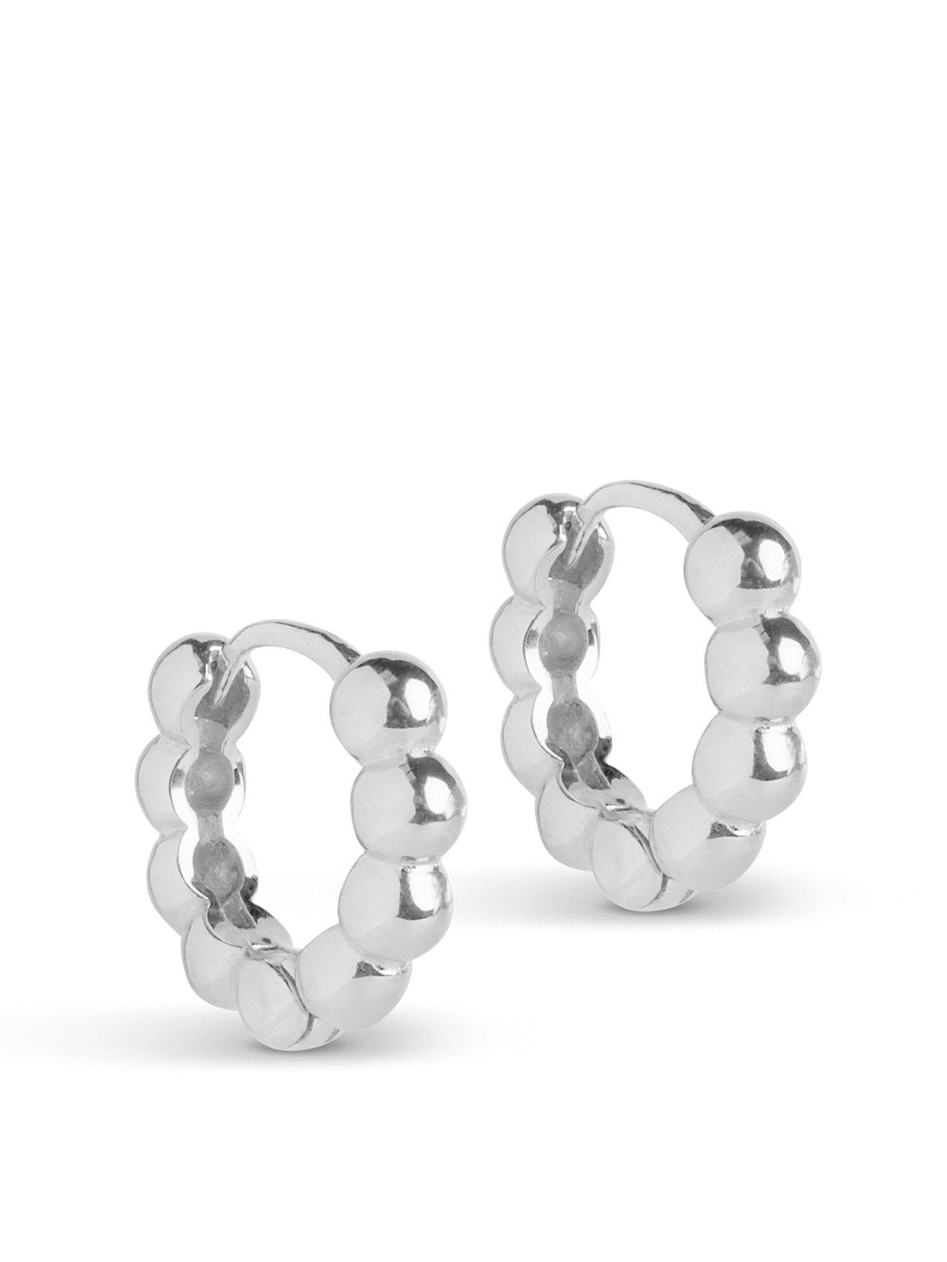 undefined Small Sterling Silver Ball Hoops