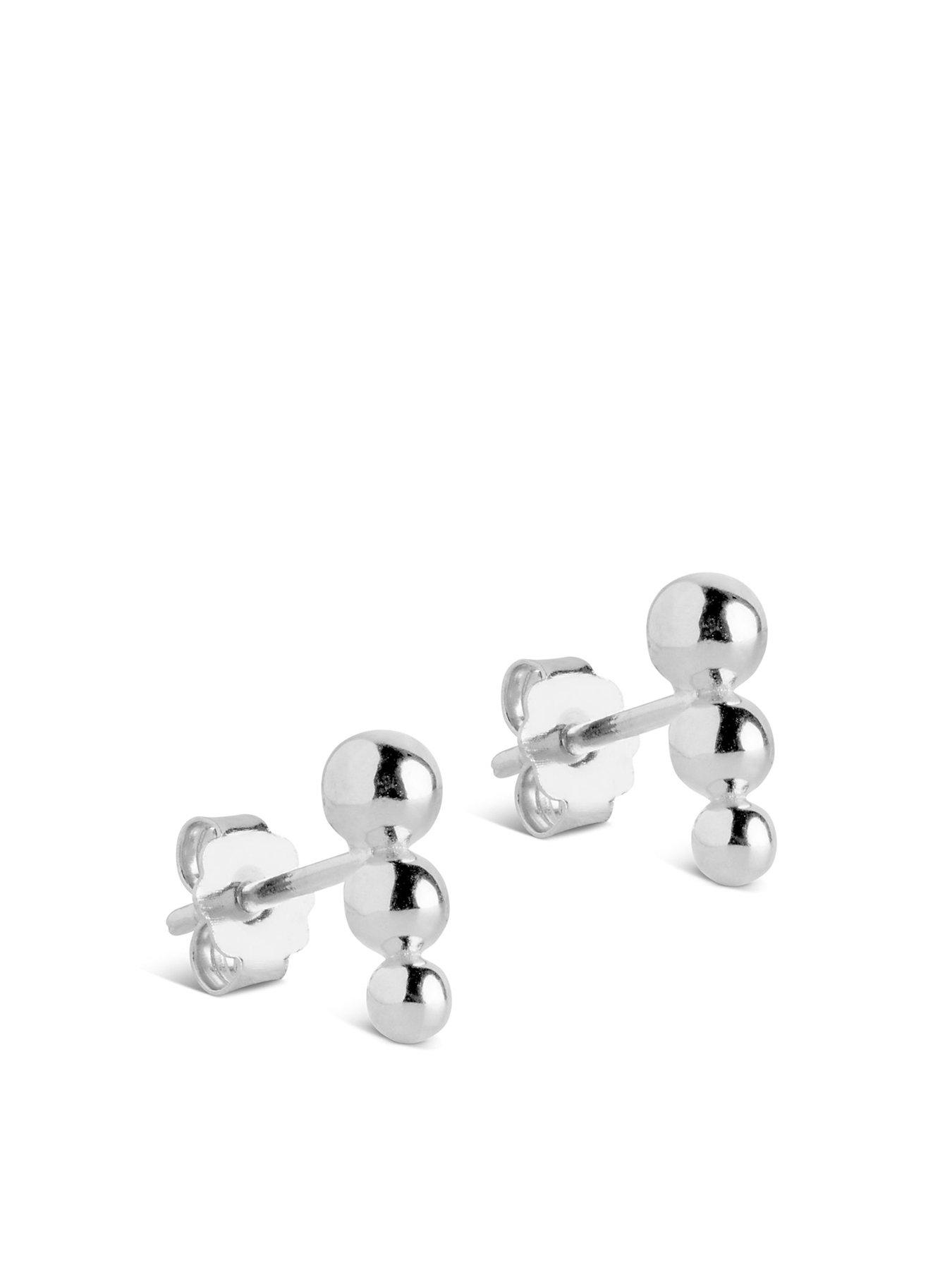 Product photograph of Enamel Copenhagen Trinity Sterling Silver Studs from very.co.uk