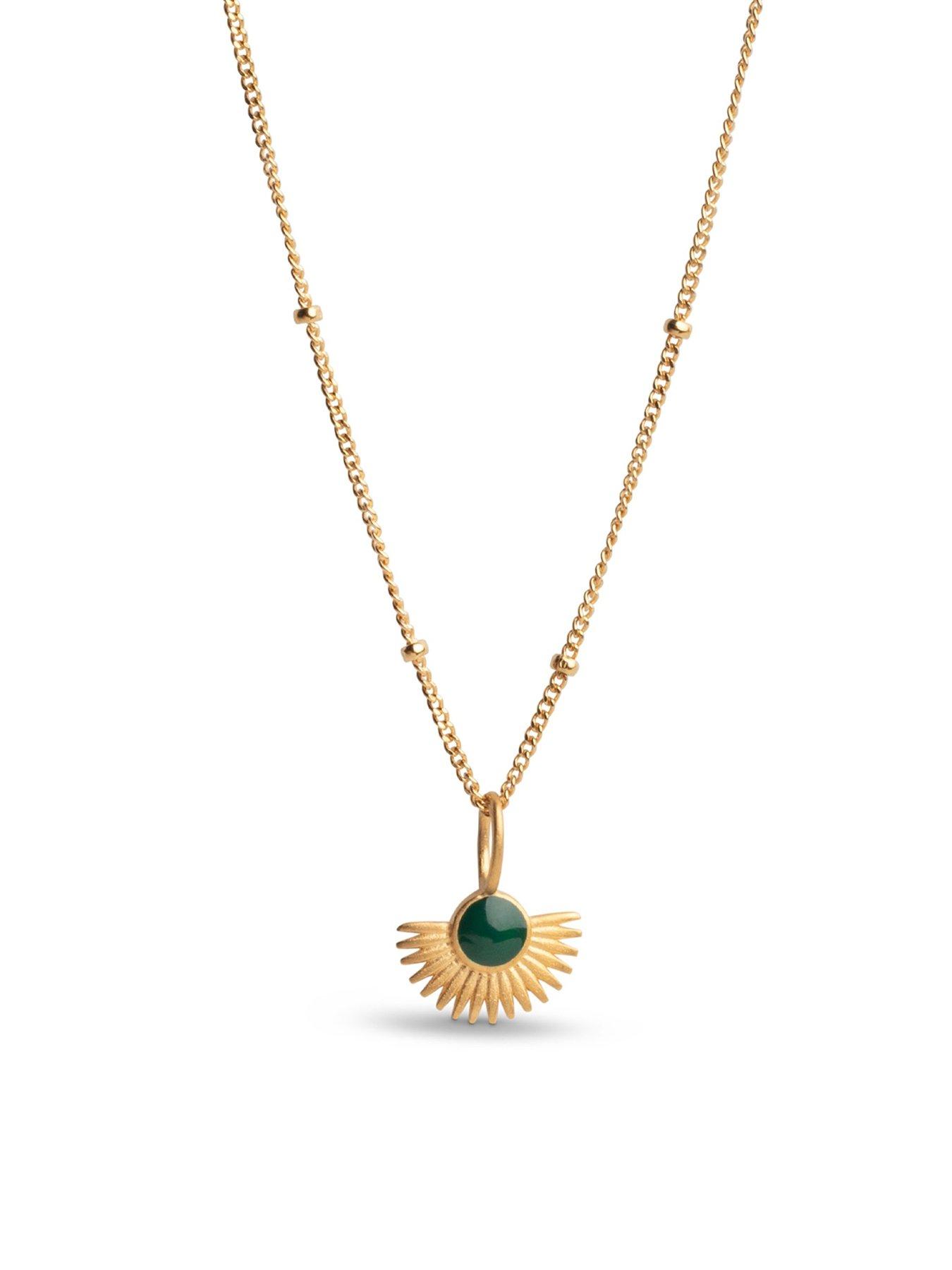 ENAMEL Copenhagen Petrol Green Soleil Gold Plated Sterling Silver Necklace