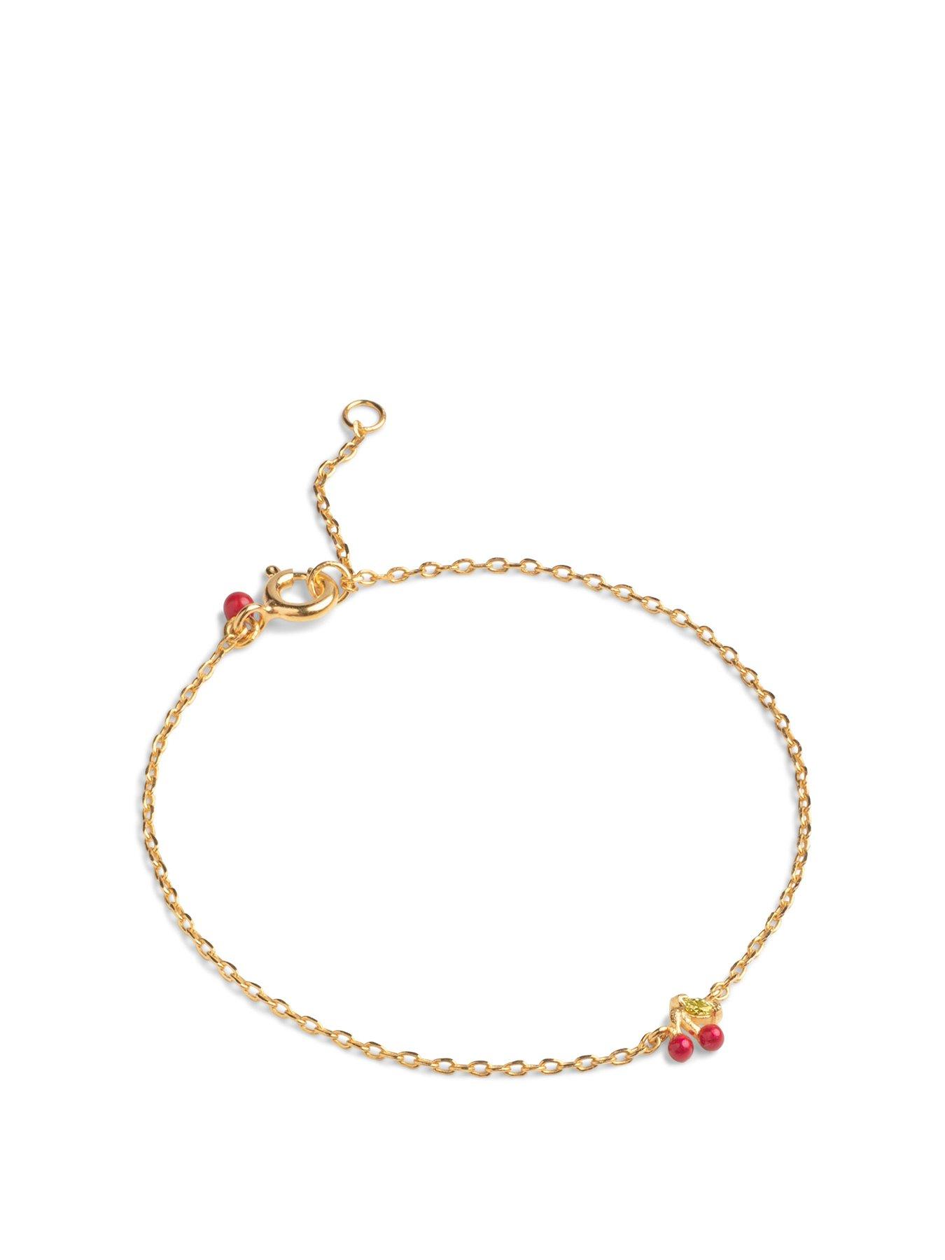 ENAMEL Copenhagen Red Cherry Gold Plated Sterling Silver Bracelet