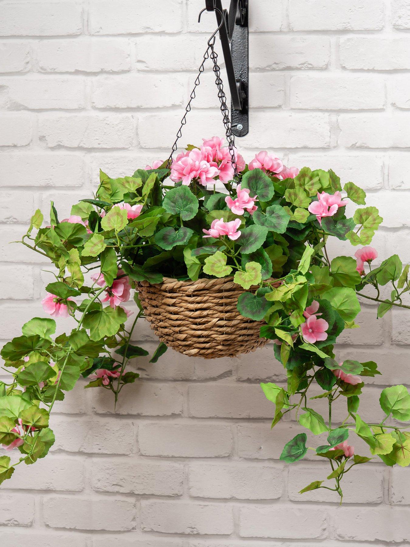undefined 80cm Pink Geranium Hanging Basket