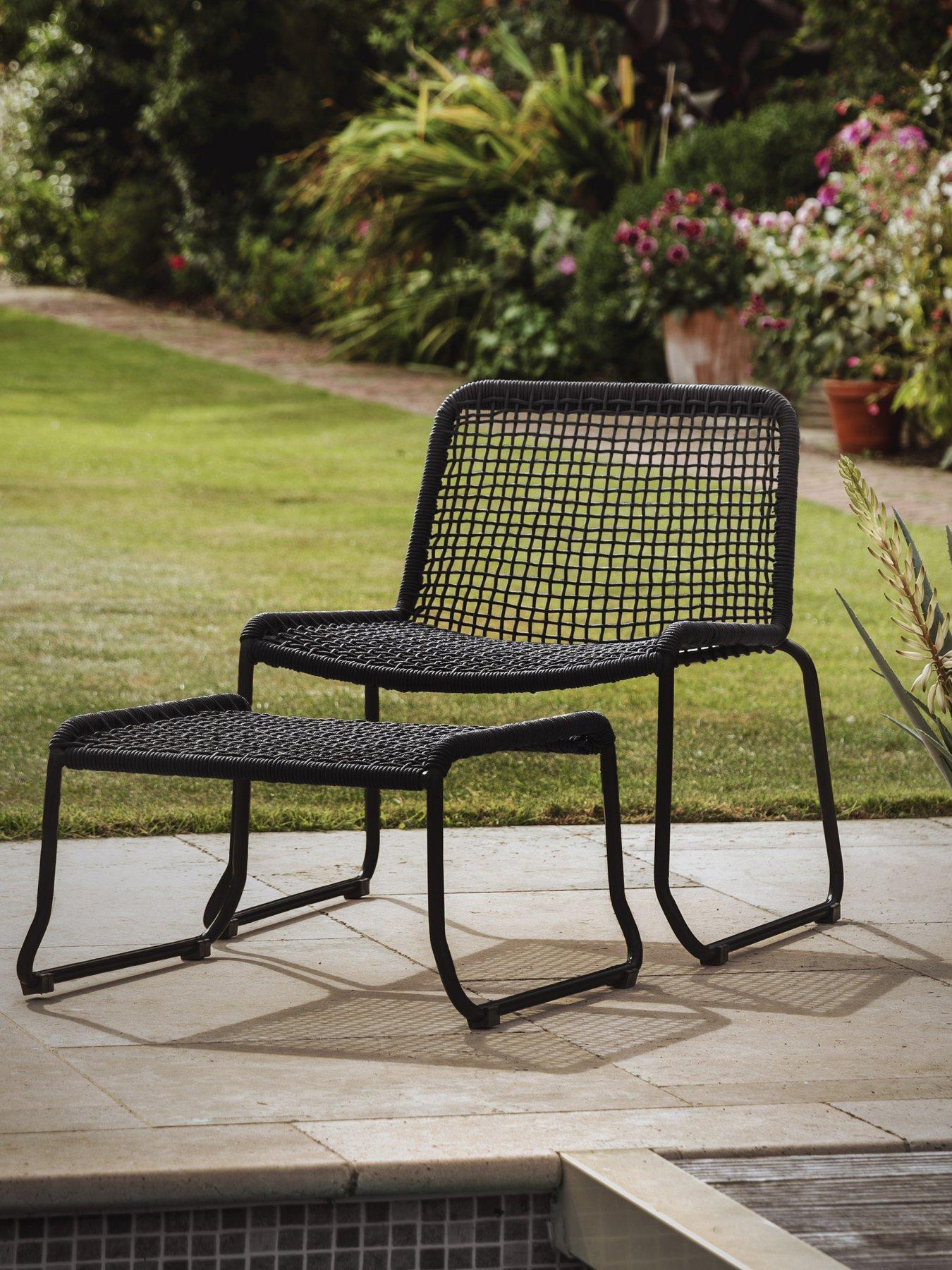 undefined Sassano Lounge Chair with Footstool Black