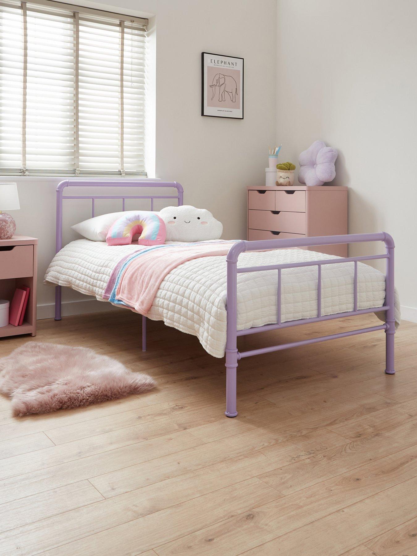 undefined Freddie Children's Metal Single Bed Frame with Mattress Options (Buy  &  SAVE!) - Lilac