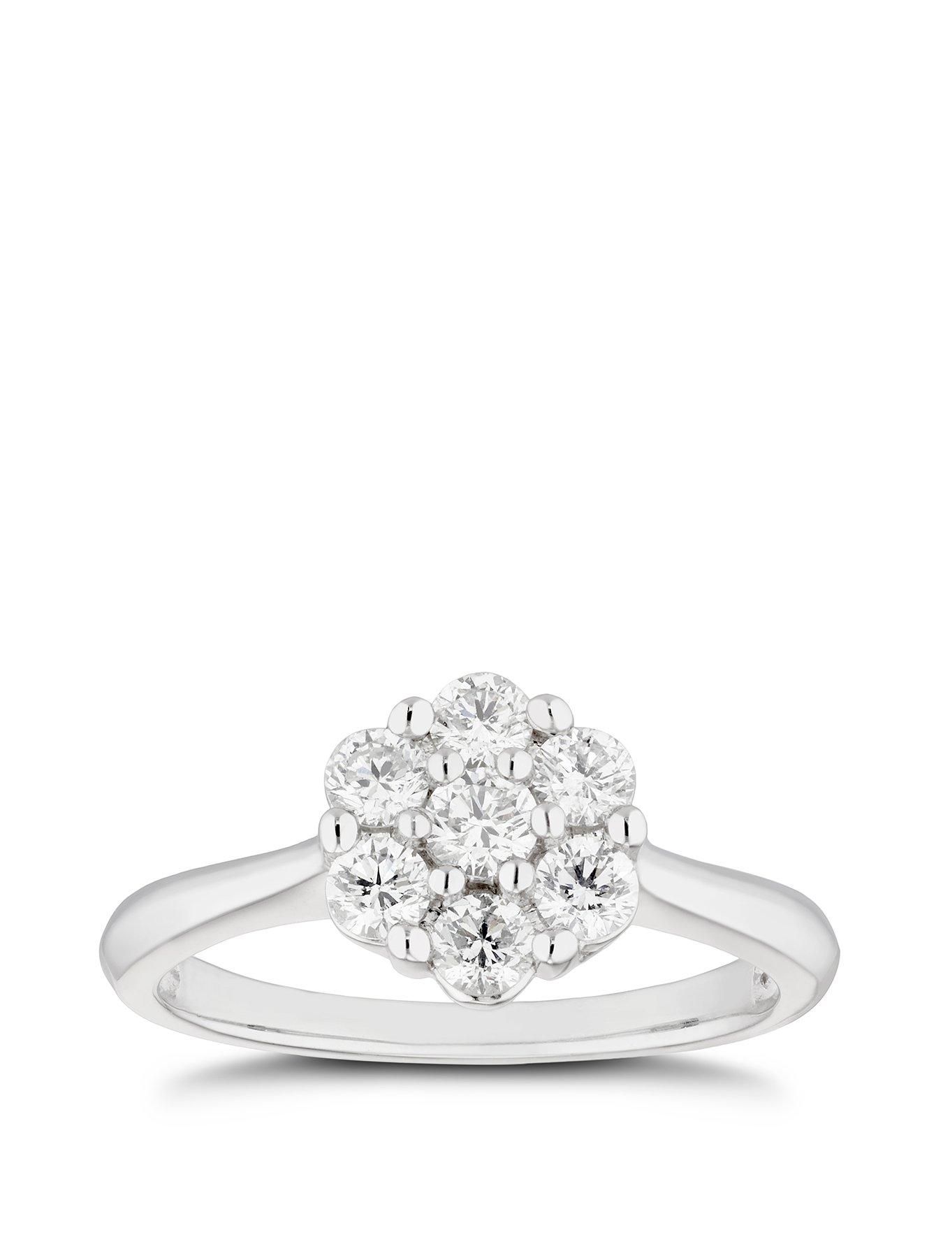 Image of Ernest Jones Platinum 0.50ct Flower Cluster With Plain Shoulders