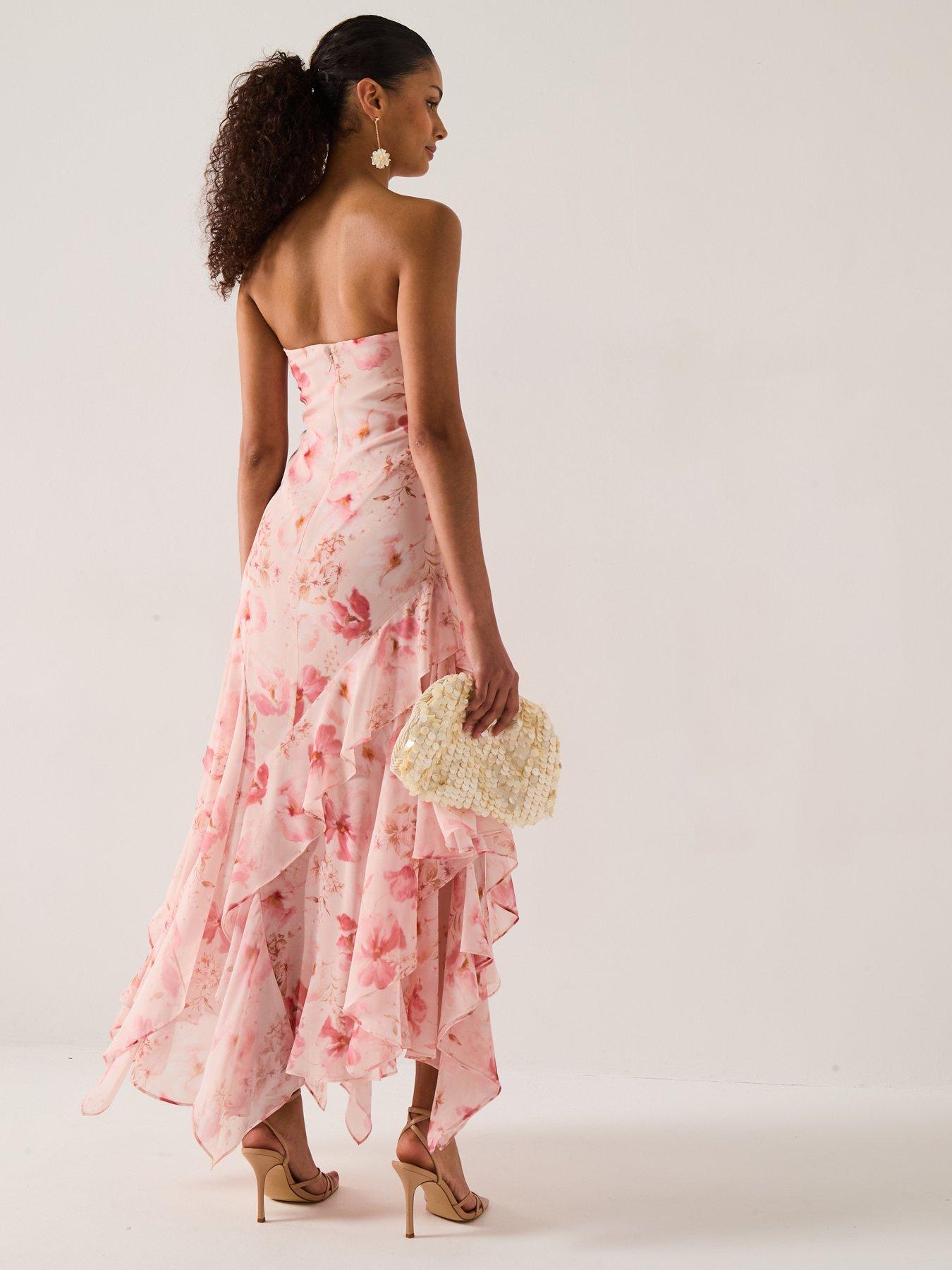 Image 2 of 6 of Forever New Sharpay Sheer Floral Ruffle Dress - Pink