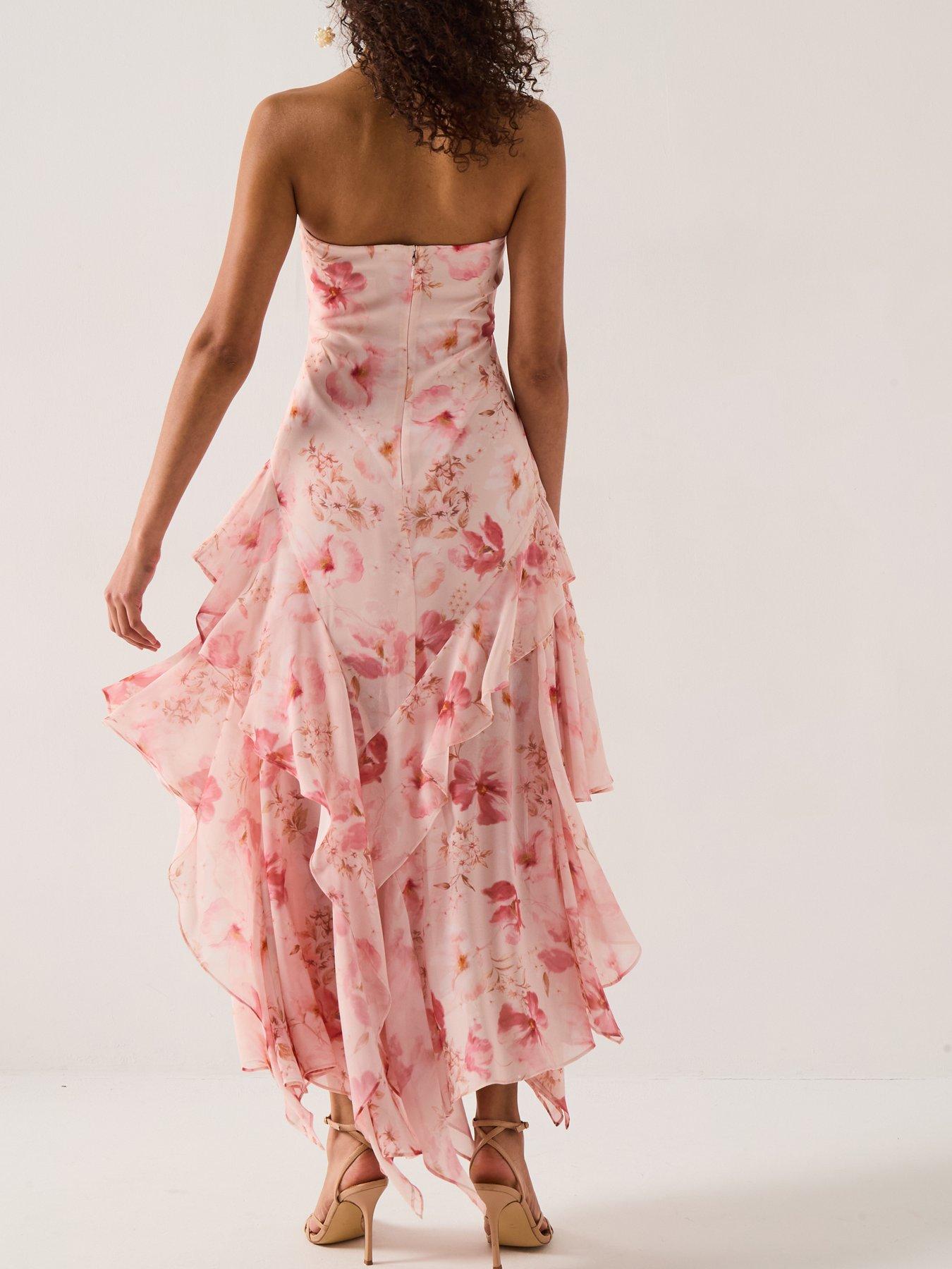 Image 4 of 6 of Forever New Sharpay Sheer Floral Ruffle Dress - Pink