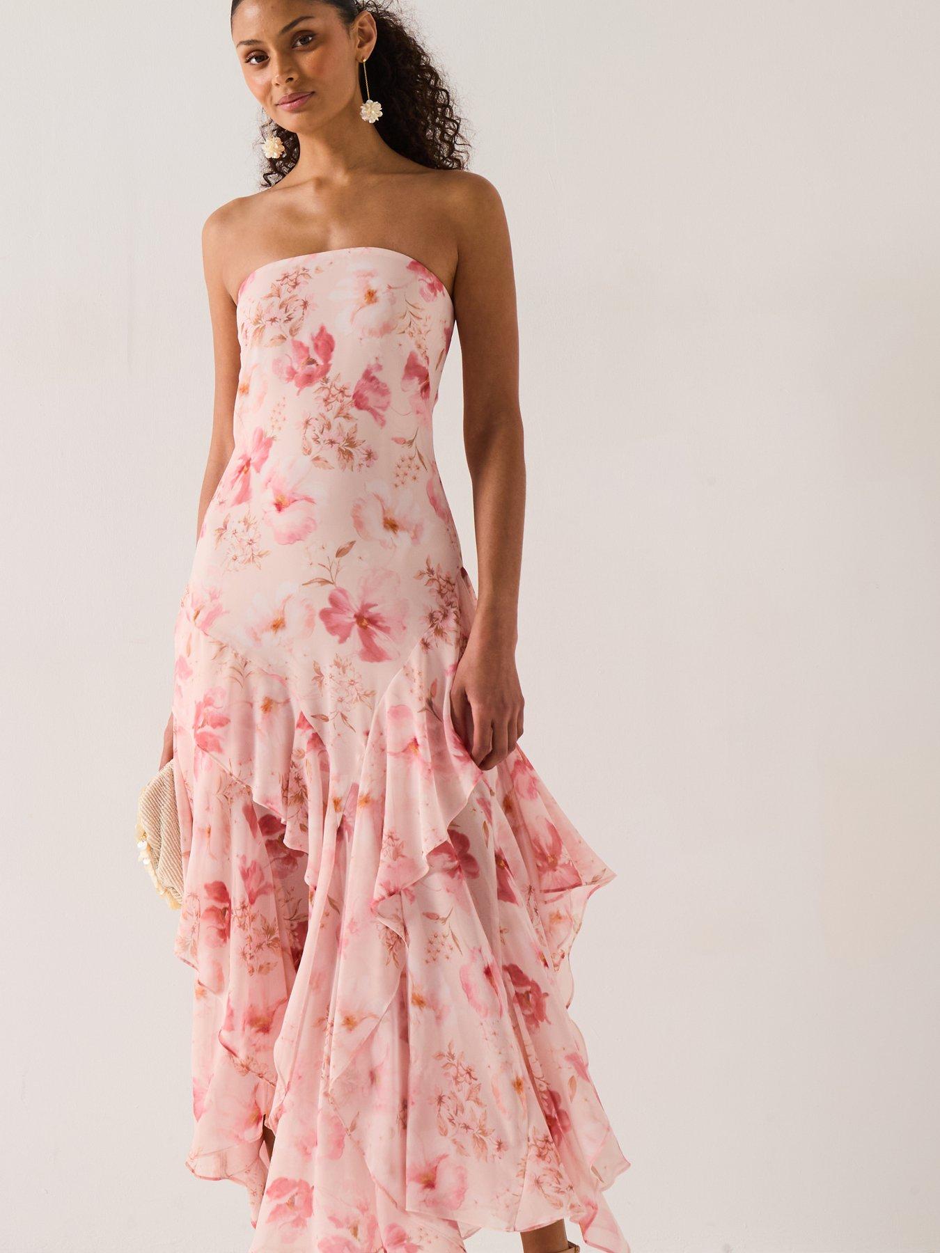 Image 5 of 6 of Forever New Sharpay Sheer Floral Ruffle Dress - Pink