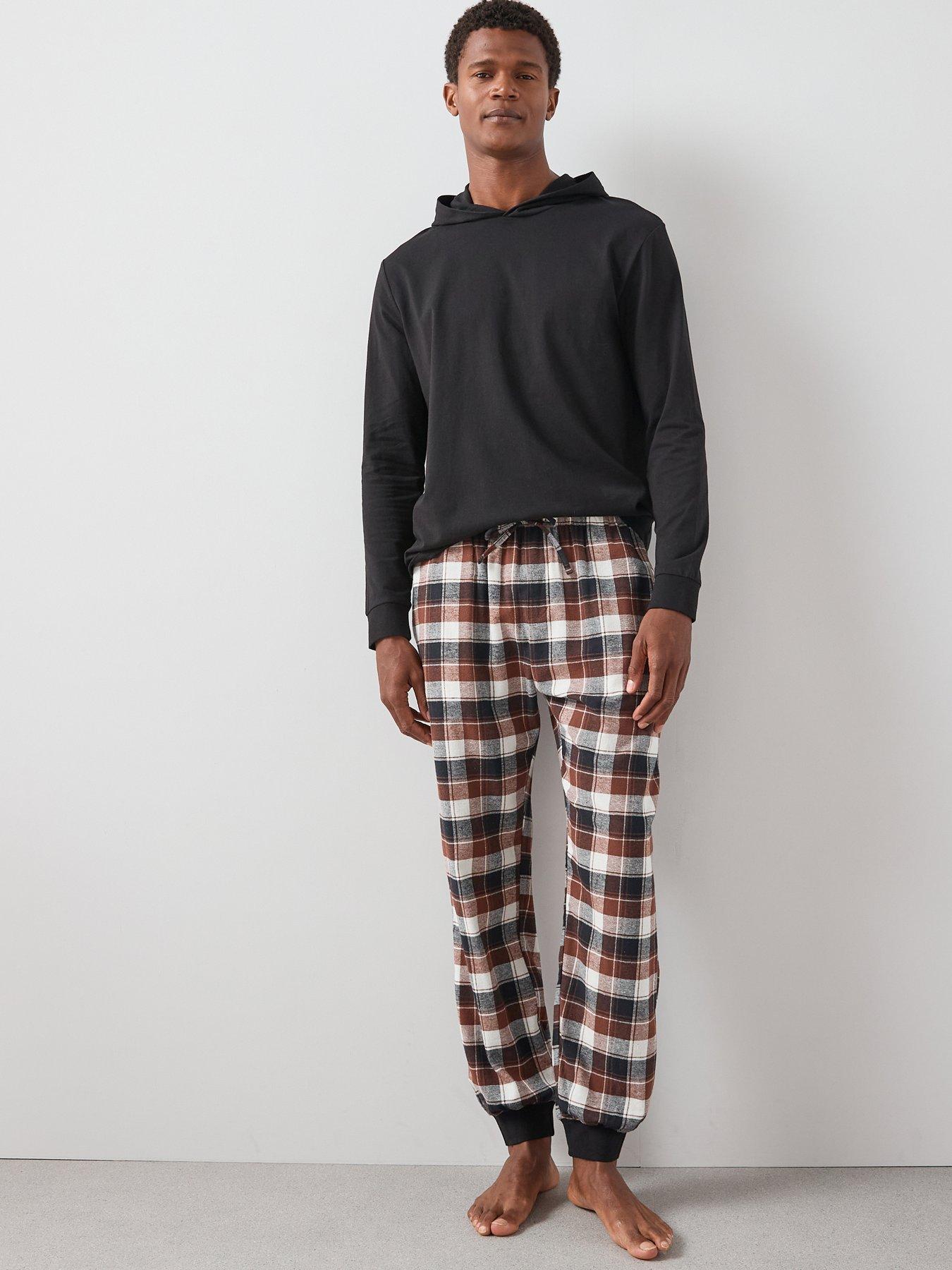 The Very Collection Hooded Brushed Check Lounge Set - Brown Check/Grey