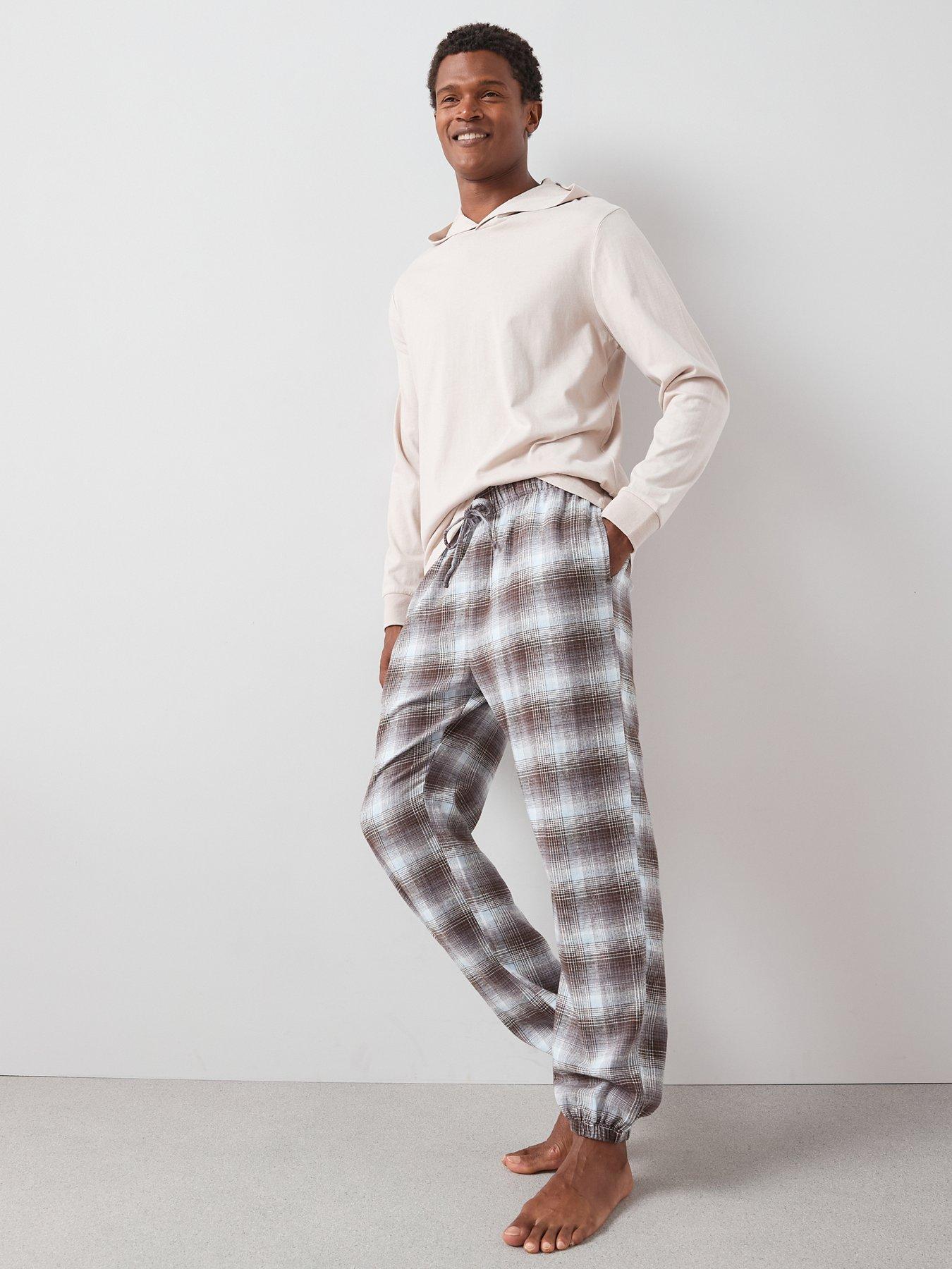 The Very Collection Hooded Brushed Check Lounge Set - Brown
