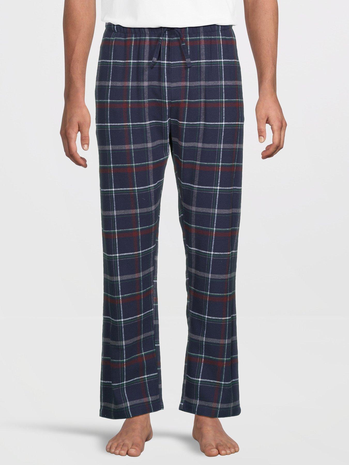 Image 2 of 7 of The Very Collection 2 Pack Soft Touch Check Lounge Bottoms - Burgundy/Navy