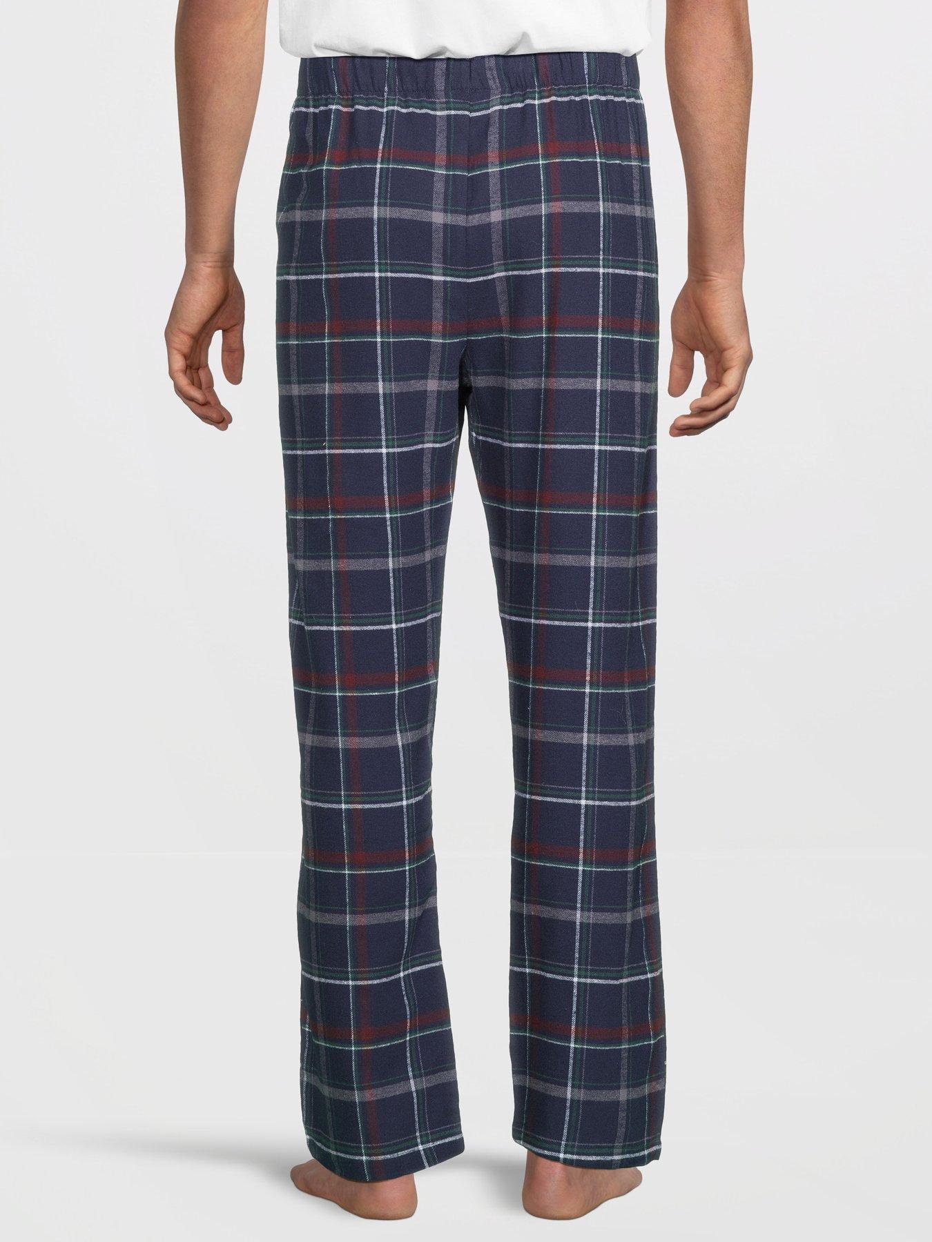 Image 3 of 7 of The Very Collection 2 Pack Soft Touch Check Lounge Bottoms - Burgundy/Navy