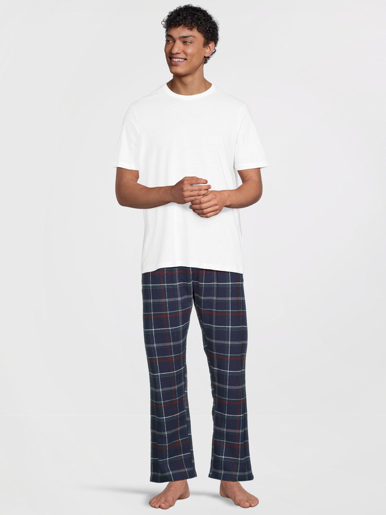 Image 4 of 7 of The Very Collection 2 Pack Soft Touch Check Lounge Bottoms - Burgundy/Navy