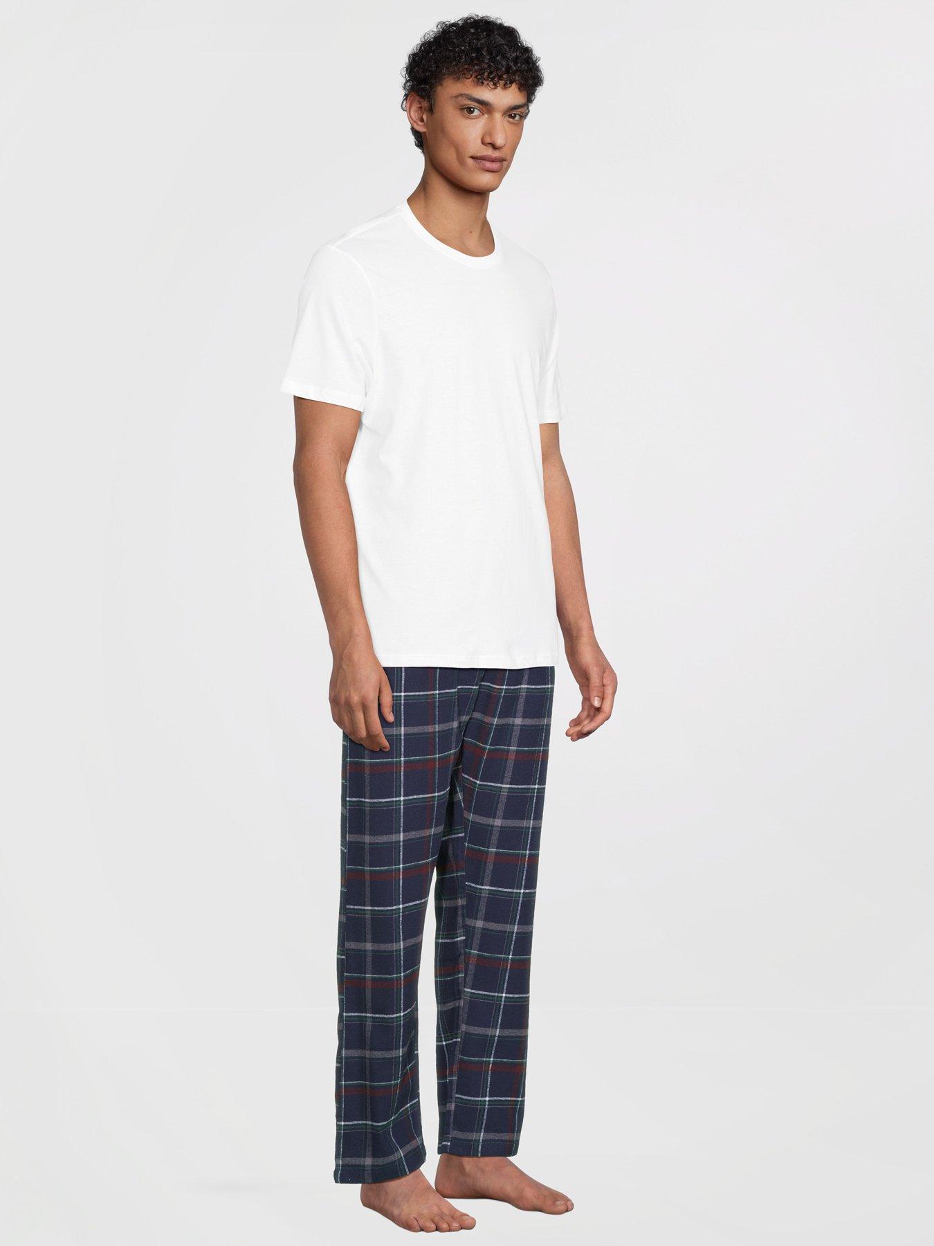 Image 5 of 7 of The Very Collection 2 Pack Soft Touch Check Lounge Bottoms - Burgundy/Navy