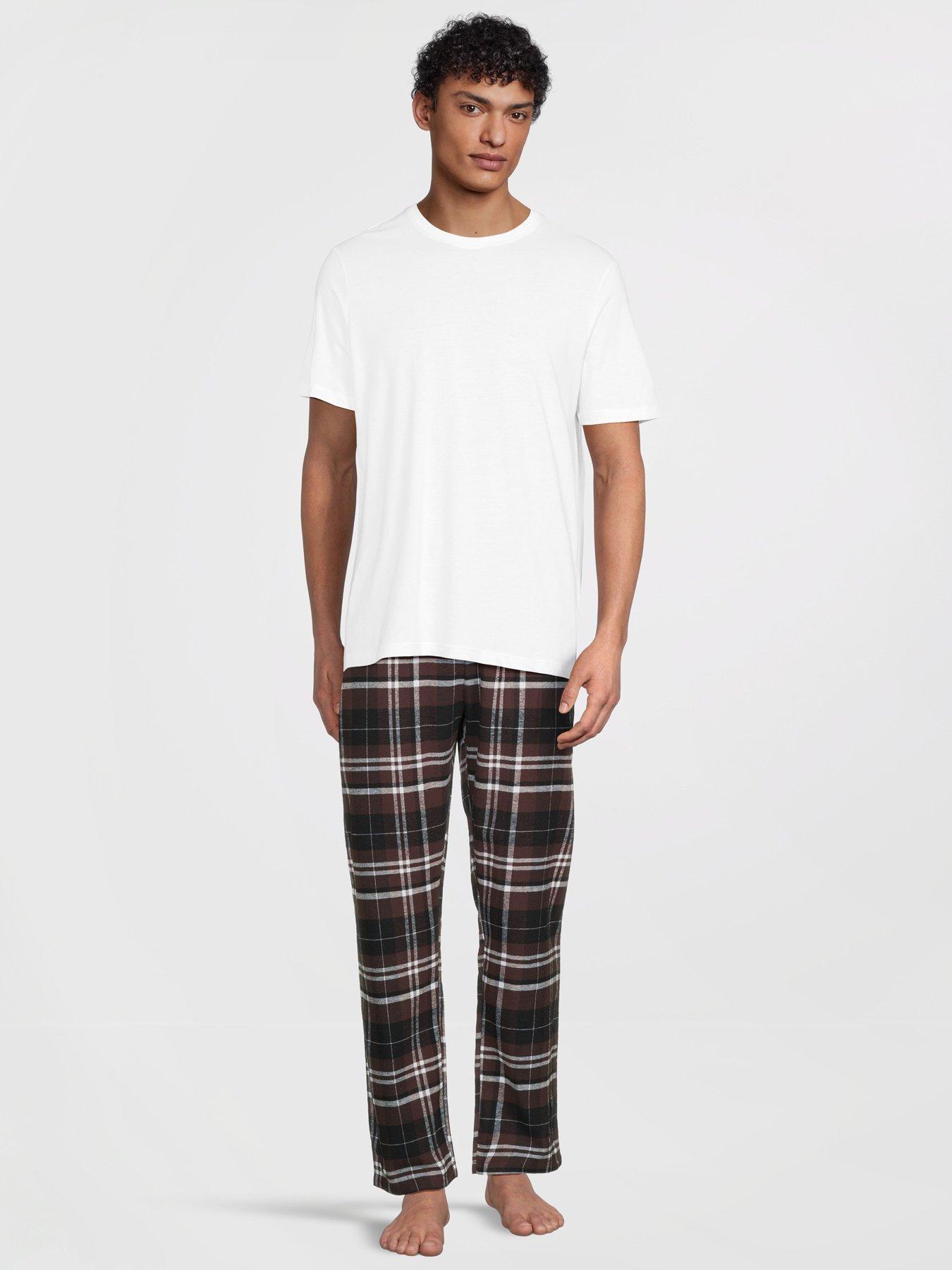 Image 6 of 7 of The Very Collection 2 Pack Soft Touch Check Lounge Bottoms - Burgundy/Navy