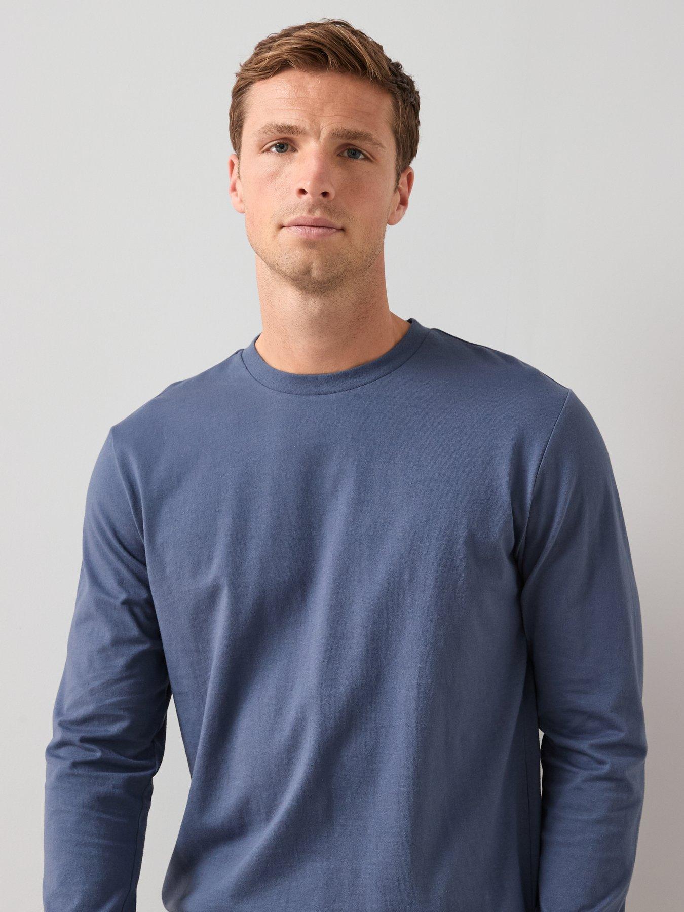 Image 5 of 6 of The Very Collection Long Sleeve T-Shirt With Brushed Check Bottoms - Navy