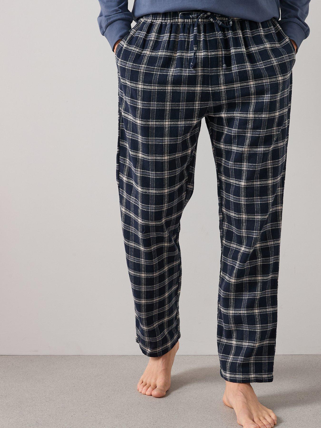Image 6 of 6 of The Very Collection Long Sleeve T-Shirt With Brushed Check Bottoms - Navy