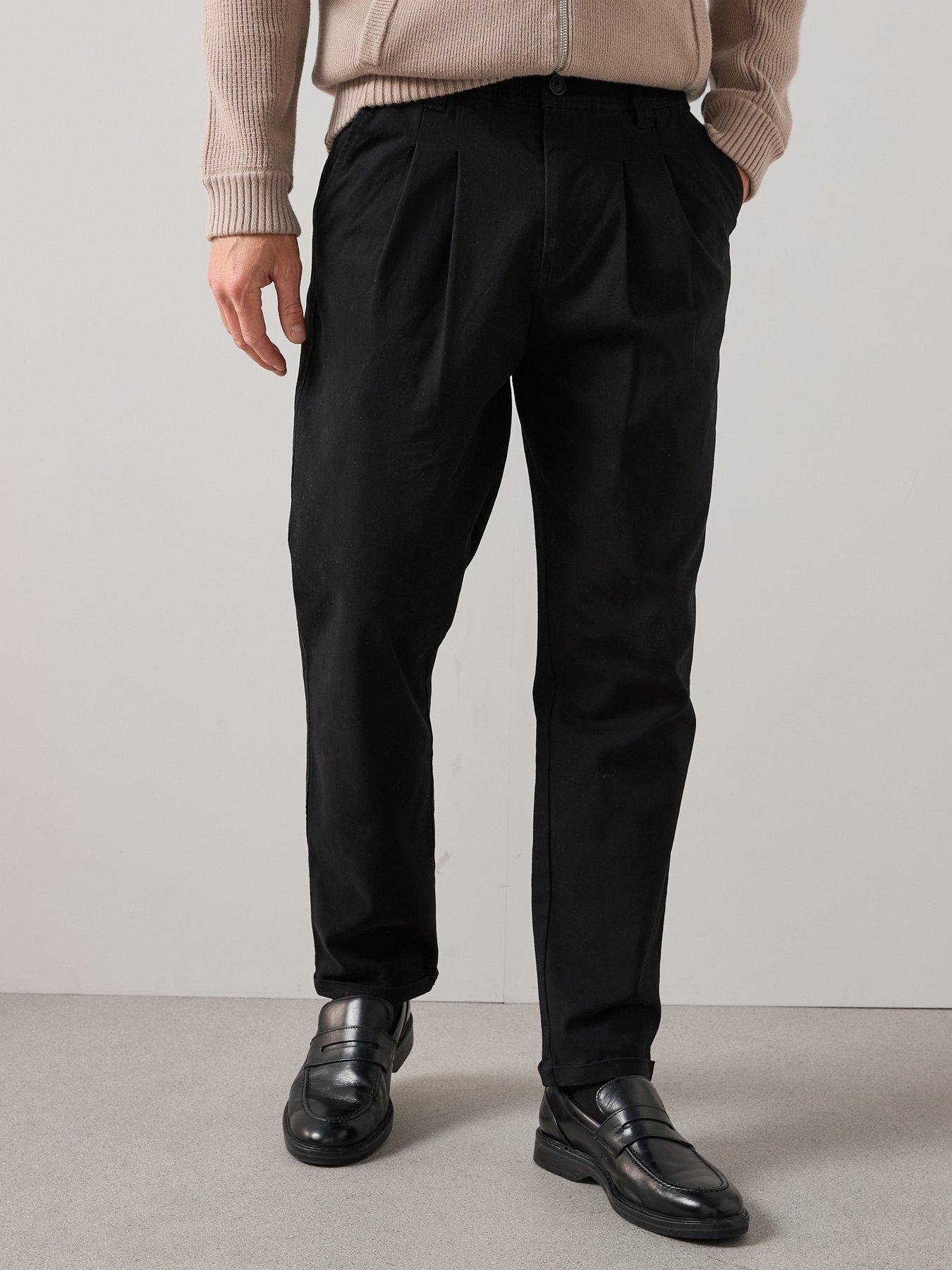 The Very Collection Pleated Tapered Trousers - Black