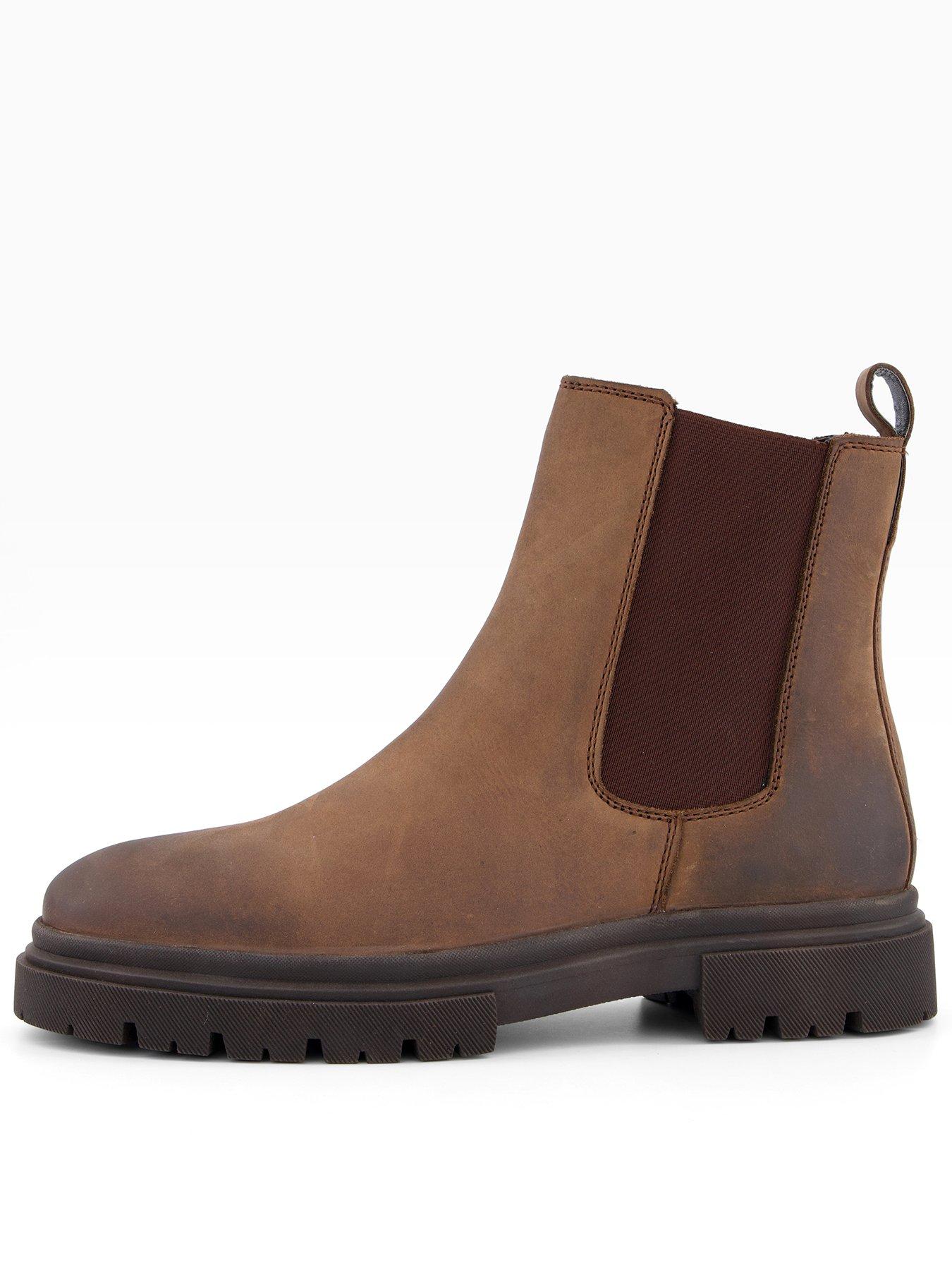 The Very Collection Nobuck Leather Cleated Chelsea Boot - Brown