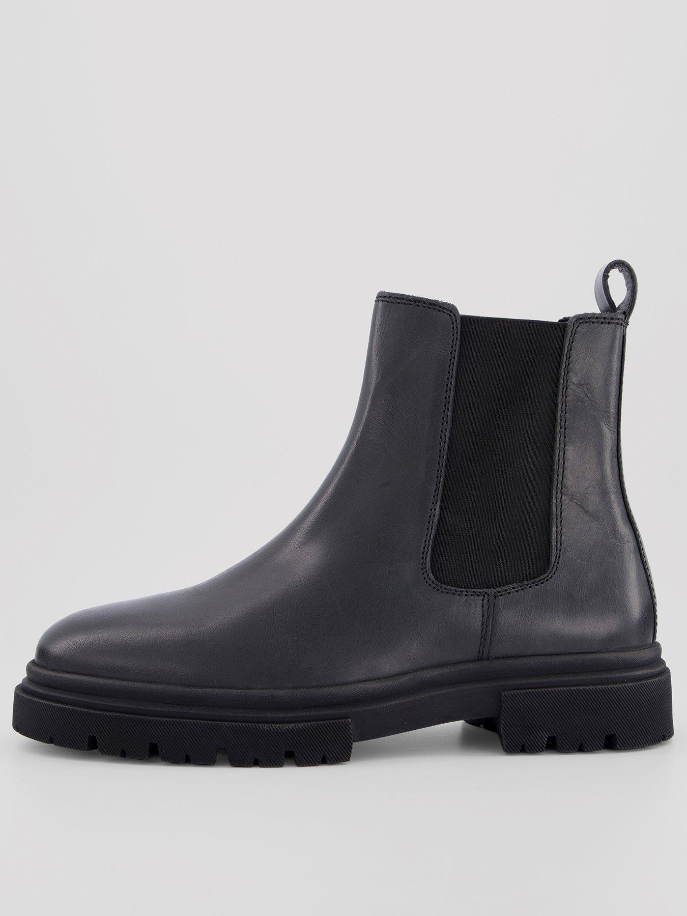 The Very Collection Mens Leather Cleated Chelsea Boots - Black