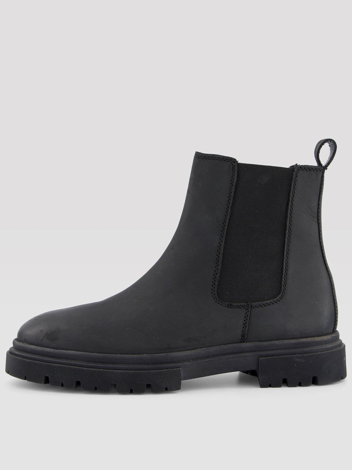 The Very Collection Mens Nobuck Leather Cleated Chelsea Boots - Black