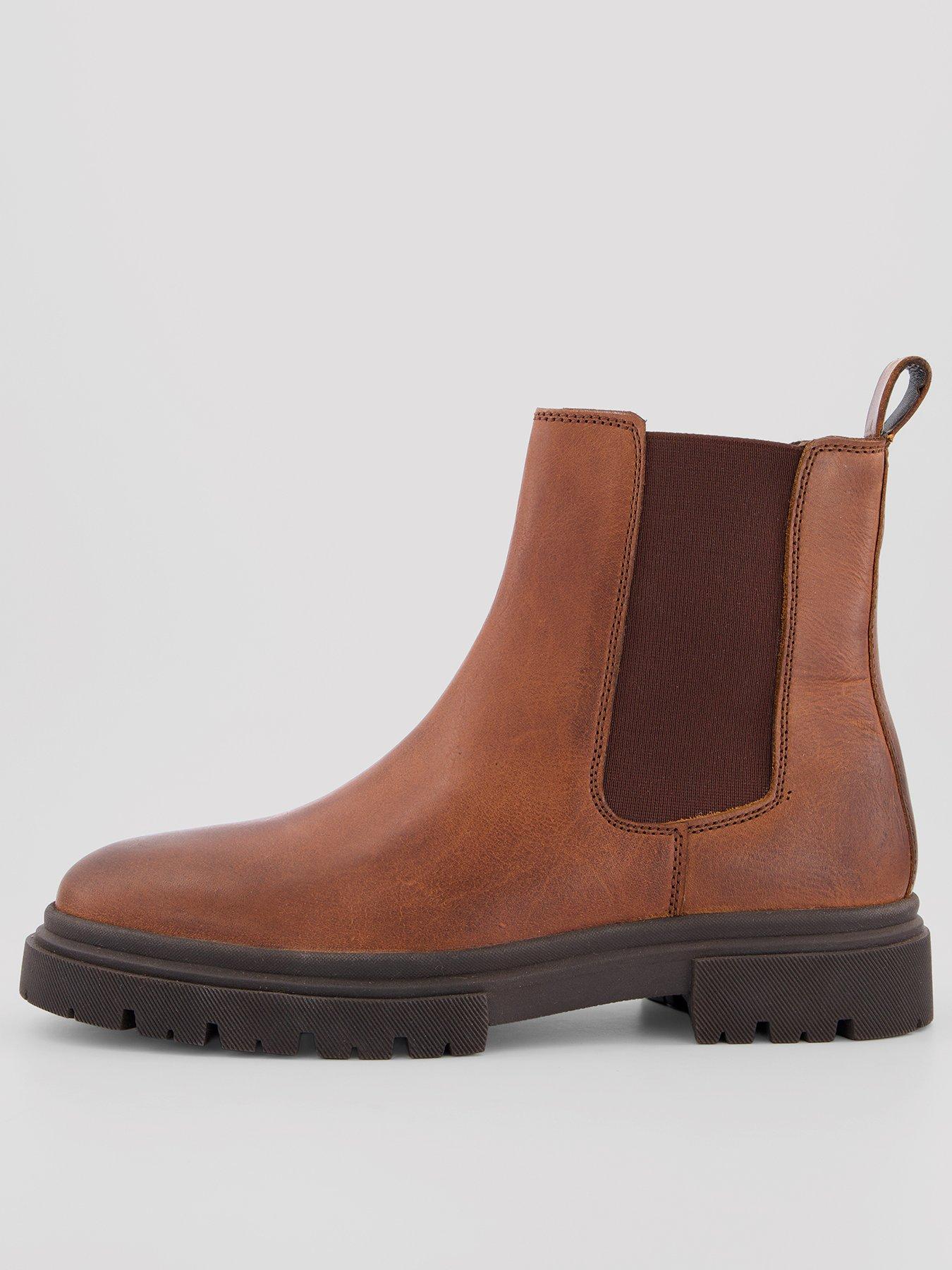 The Very Collection Mens Leather Cleated Chelsea Boots - Brown