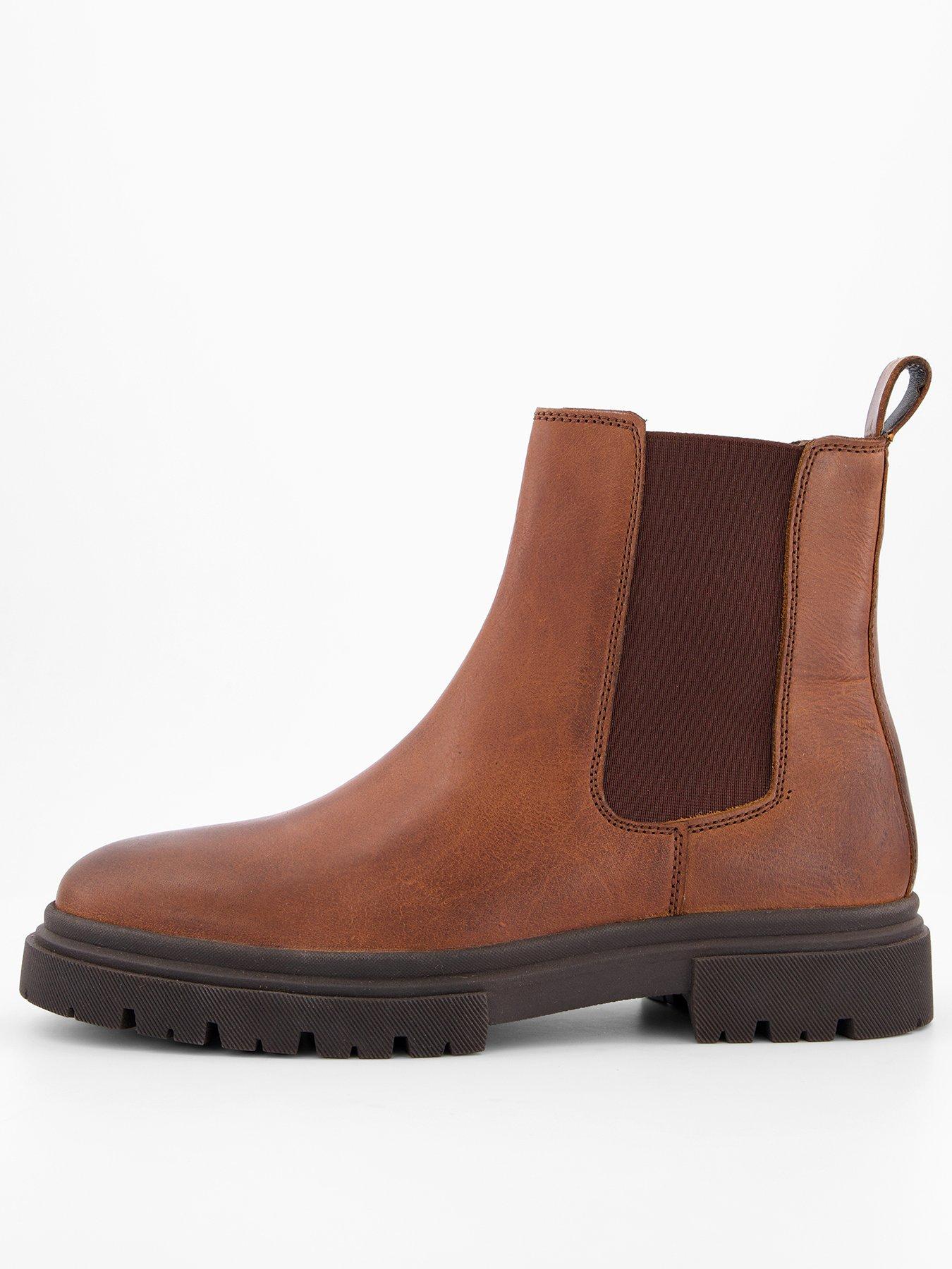 The Very Collection Leather Cleated Chelsea Boots Brown Very