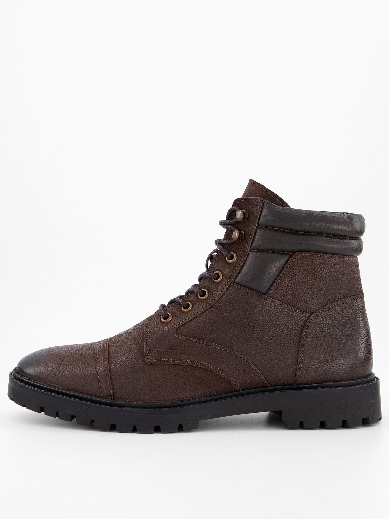 The Very Collection: Leather Lace Up Boots - Brown