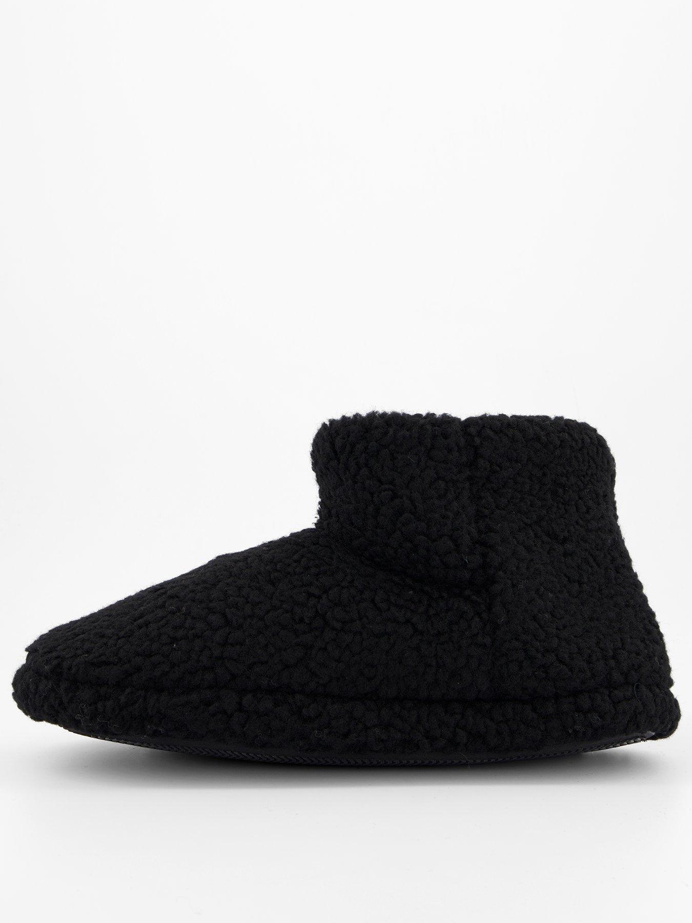 The Very Collection Borg Slipper Boots - Black