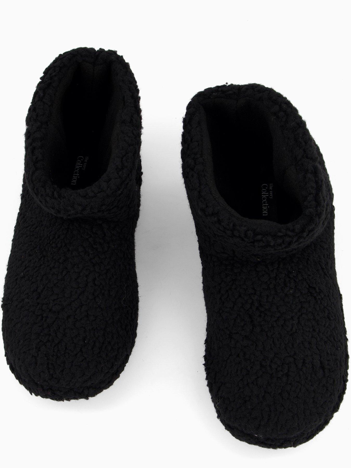 The Very Collection Borg Slipper Boots Black Very