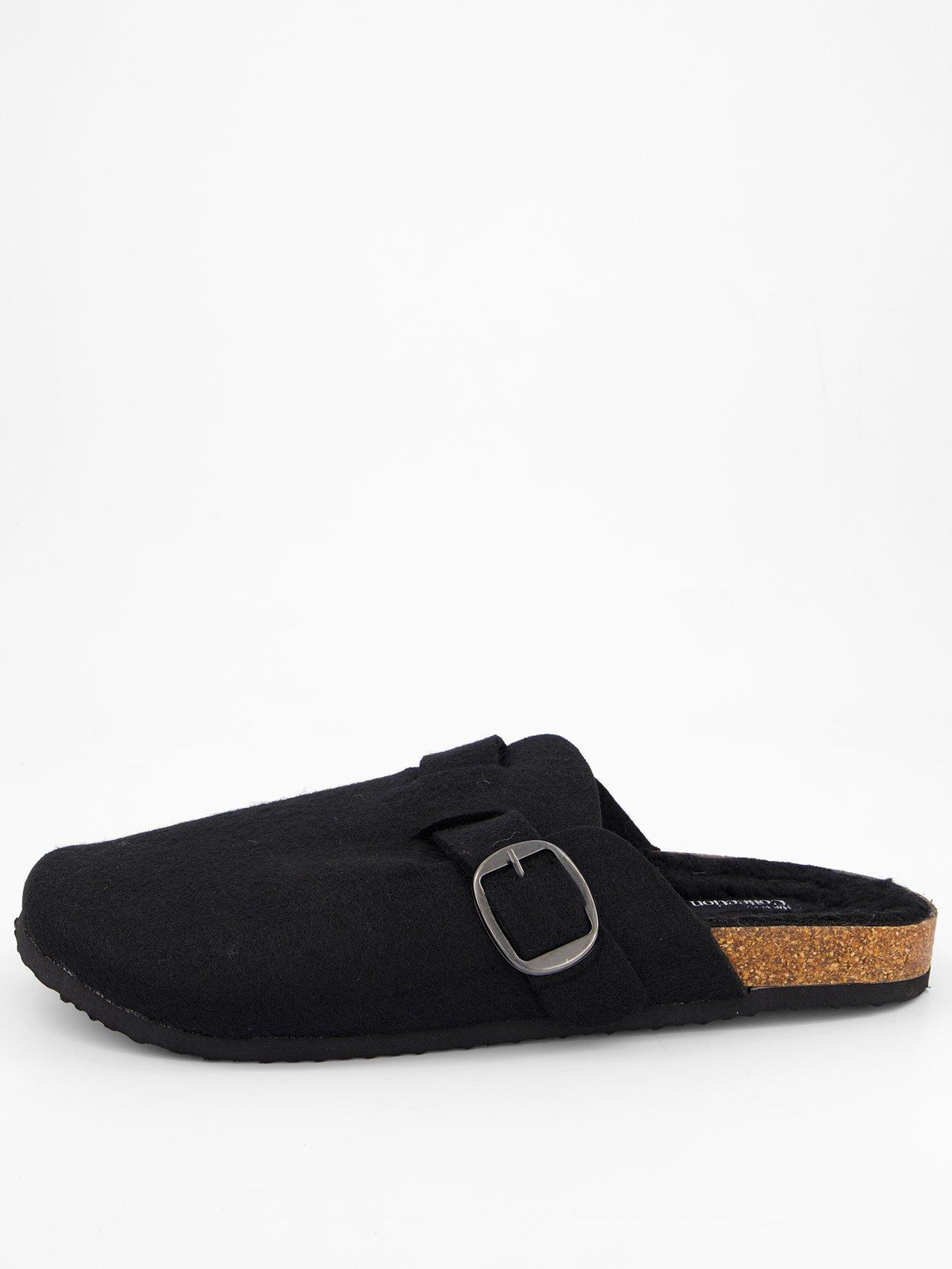 The Very Collection Buckle Mule Slipper - Black