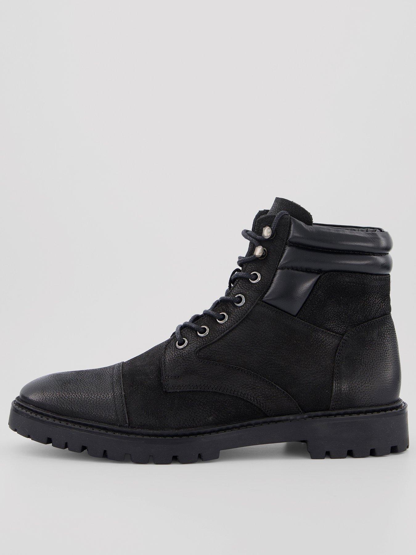 The Very Collection Leather Lace Up Boots - Black