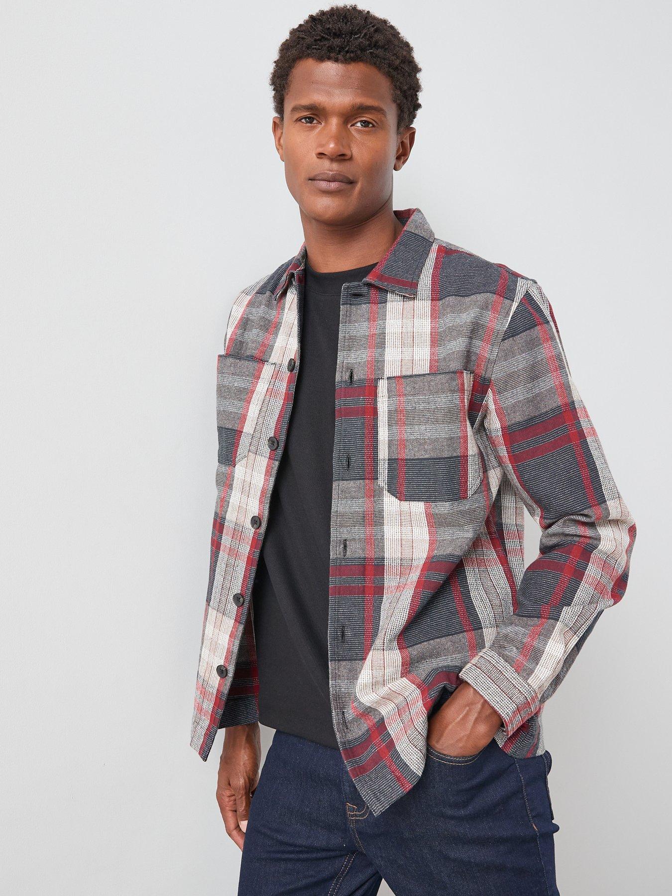 Image 1 of 6 of The Very Collection Cotton Twill Overshirt - Navy/Red