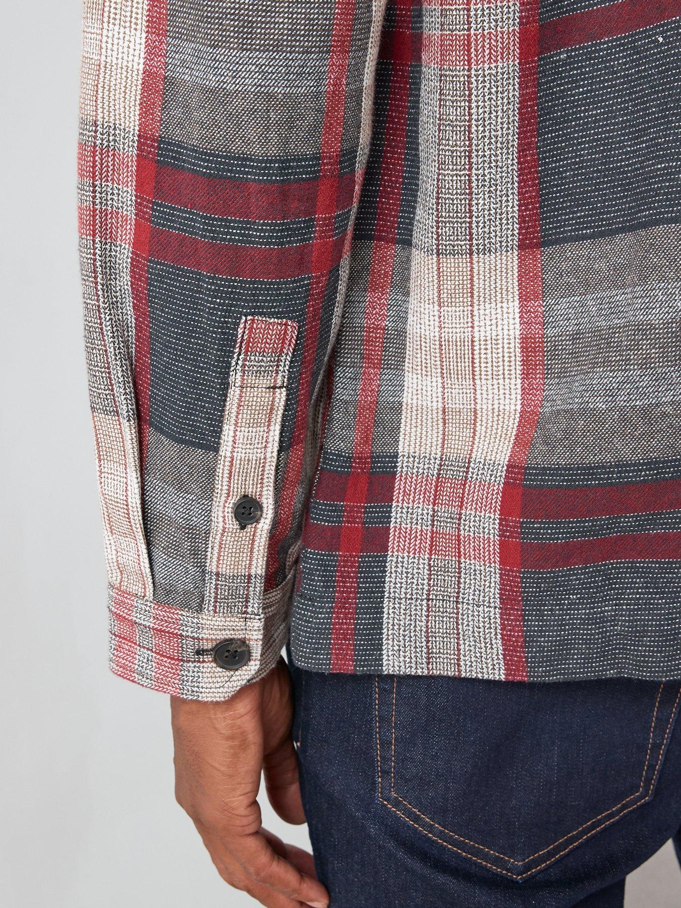 Image 4 of 6 of The Very Collection Cotton Twill Overshirt - Navy/Red
