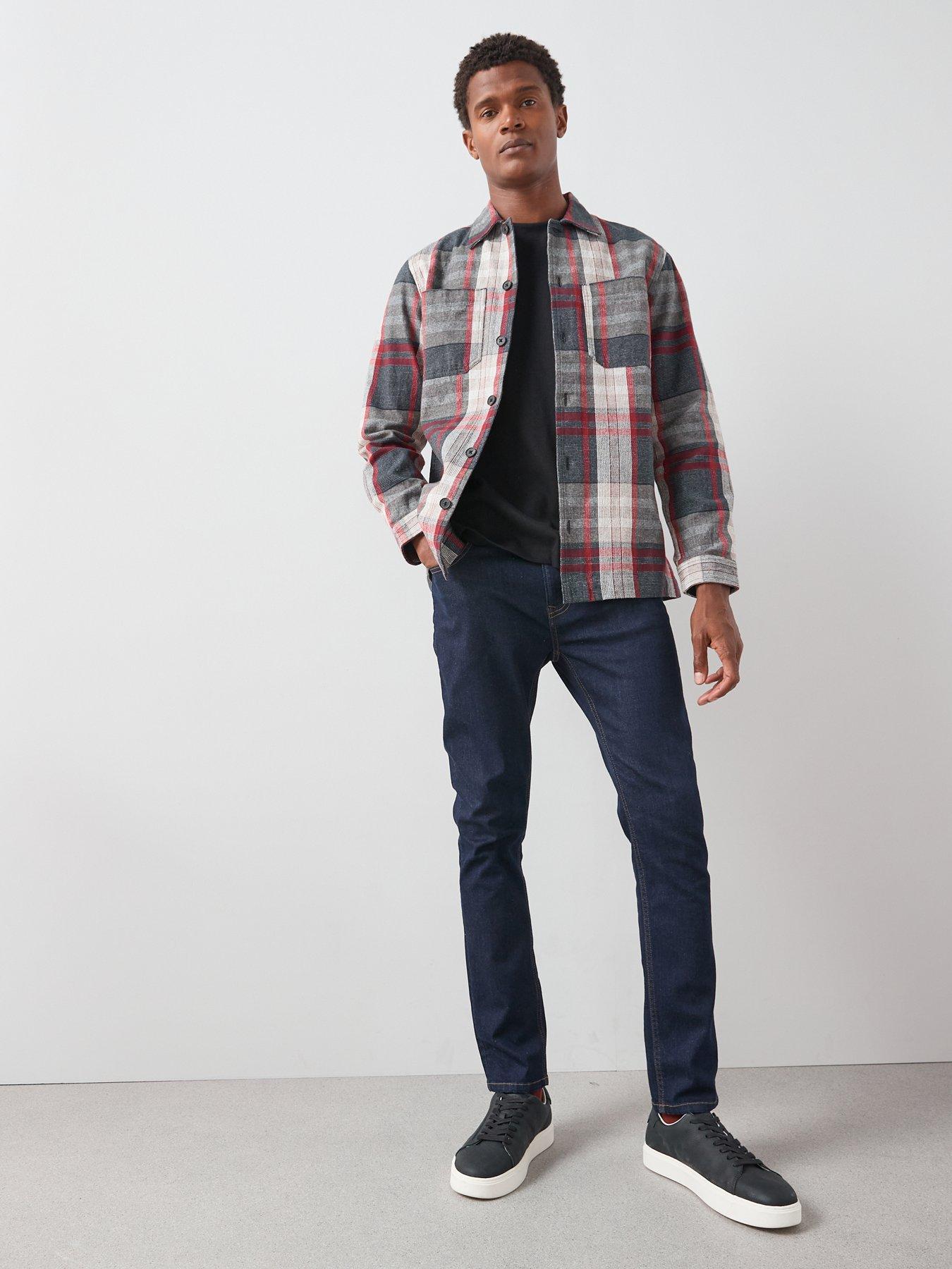 Image 5 of 6 of The Very Collection Cotton Twill Overshirt - Navy/Red