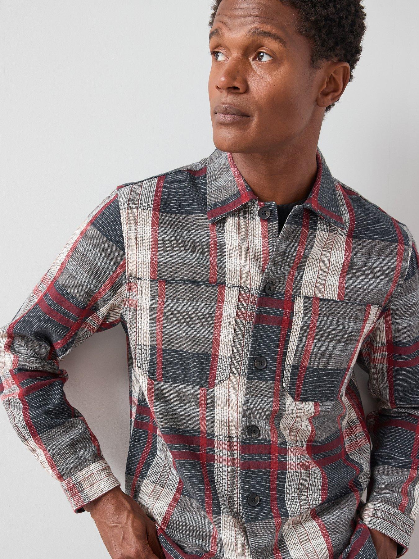 Image 6 of 6 of The Very Collection Cotton Twill Overshirt - Navy/Red