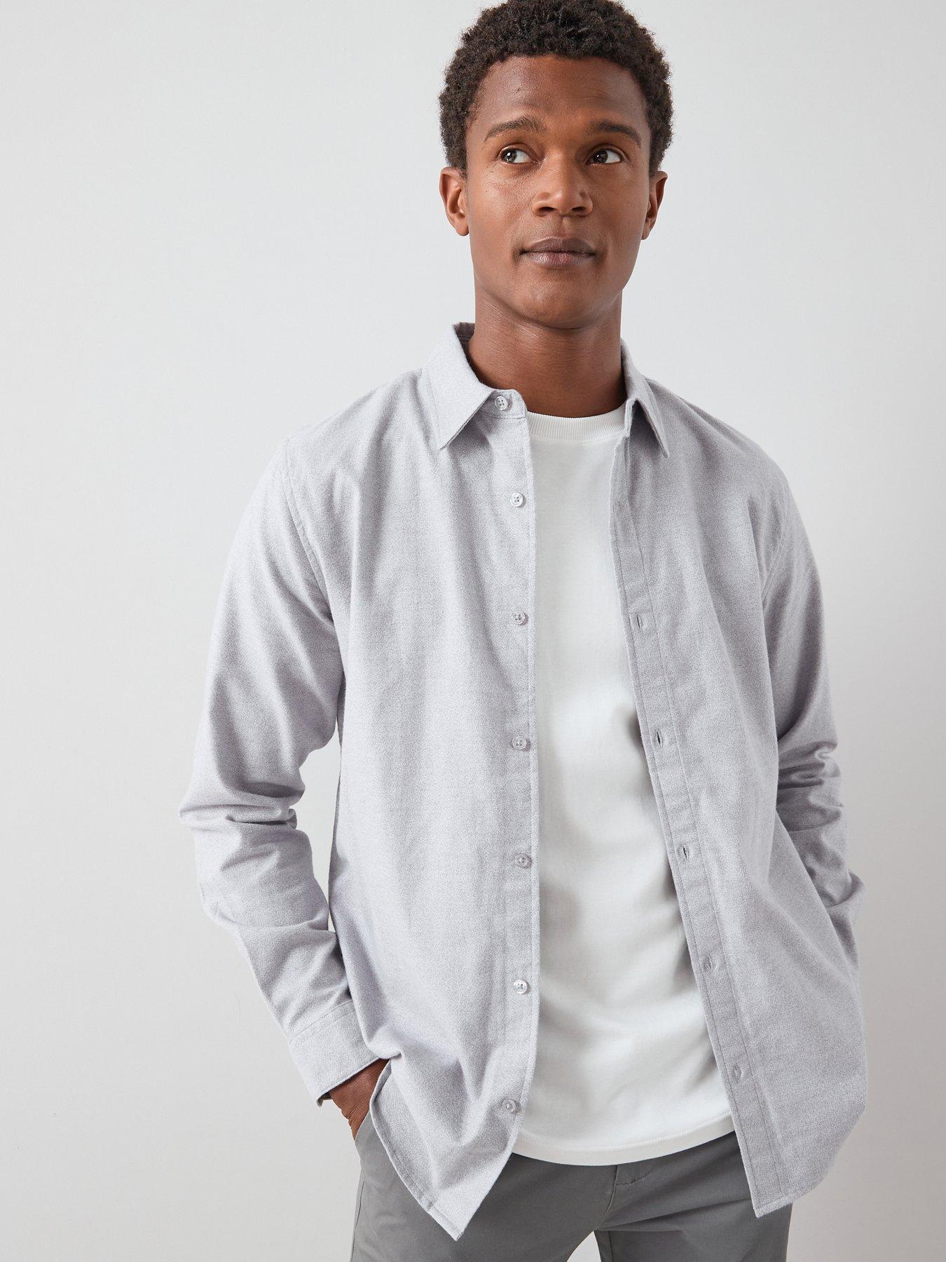 The Very Collection Pure Cotton Brushed Grindle Shirt - Grey