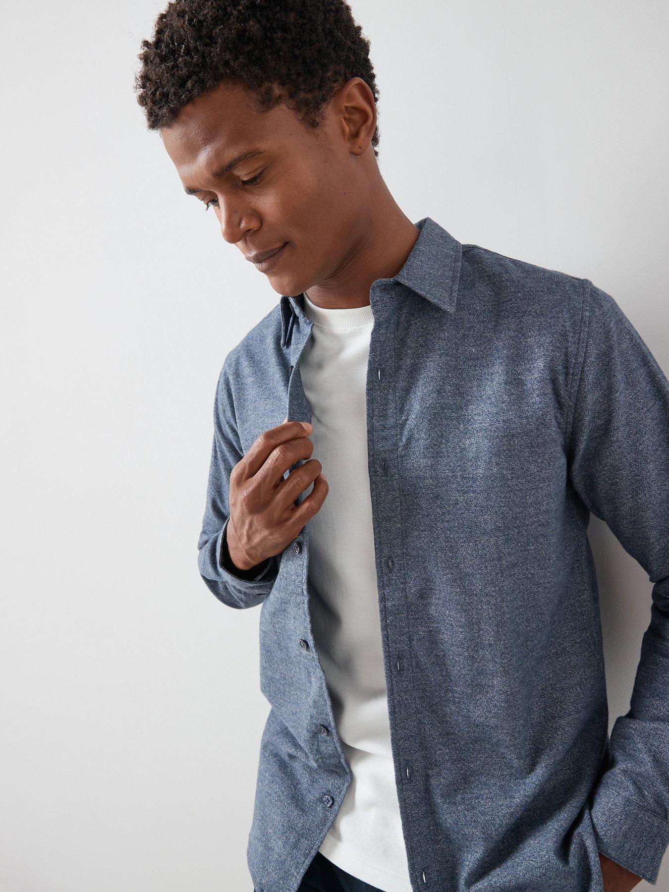 undefined Pure Cotton Brushed Grindle Shirt - Navy