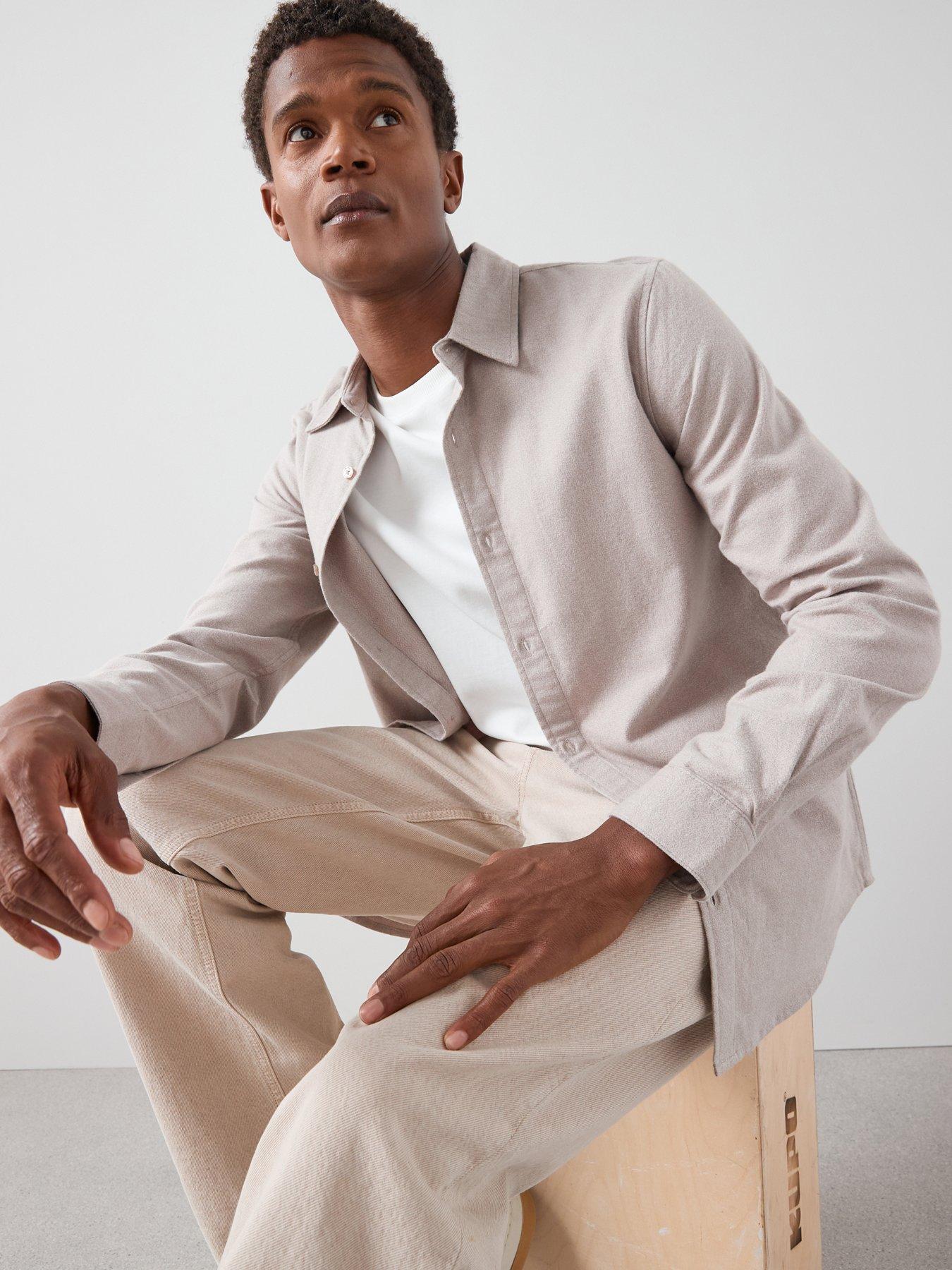 The Very Collection Pure Cotton Brushed Grindle Shirt - Beige