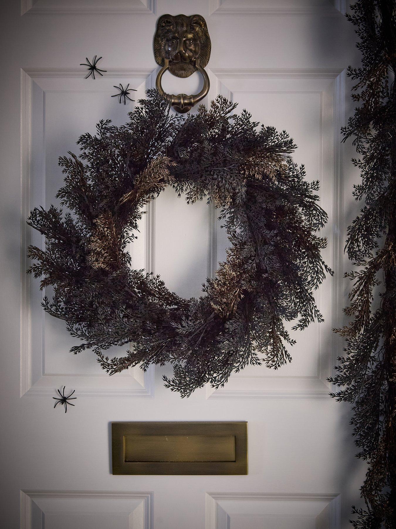 Image 1 of 4 of Very Home Cedar Leaf Wreath Halloween Decoration
