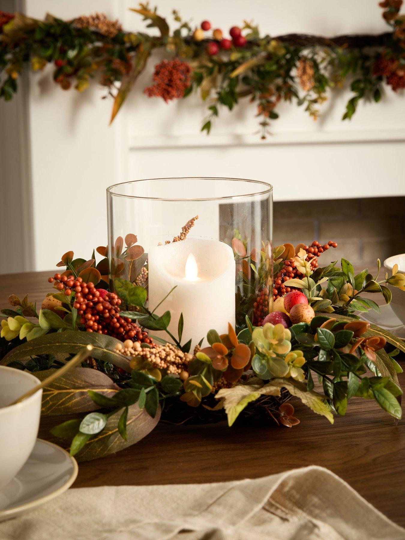 undefined Autumn Rose Hip And Berry Hurricane Lamp