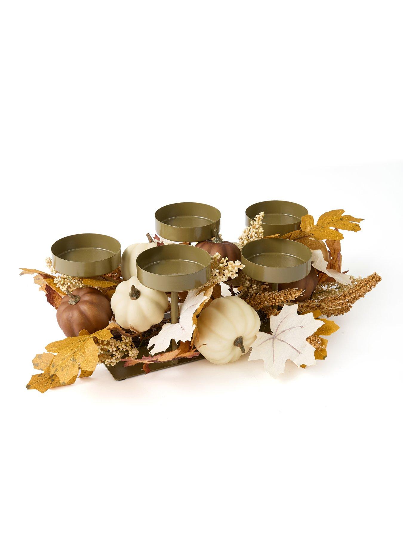 Image 2 of 6 of Very Home Natural Florals and Pumpkins Table Centre Autumn Decoration