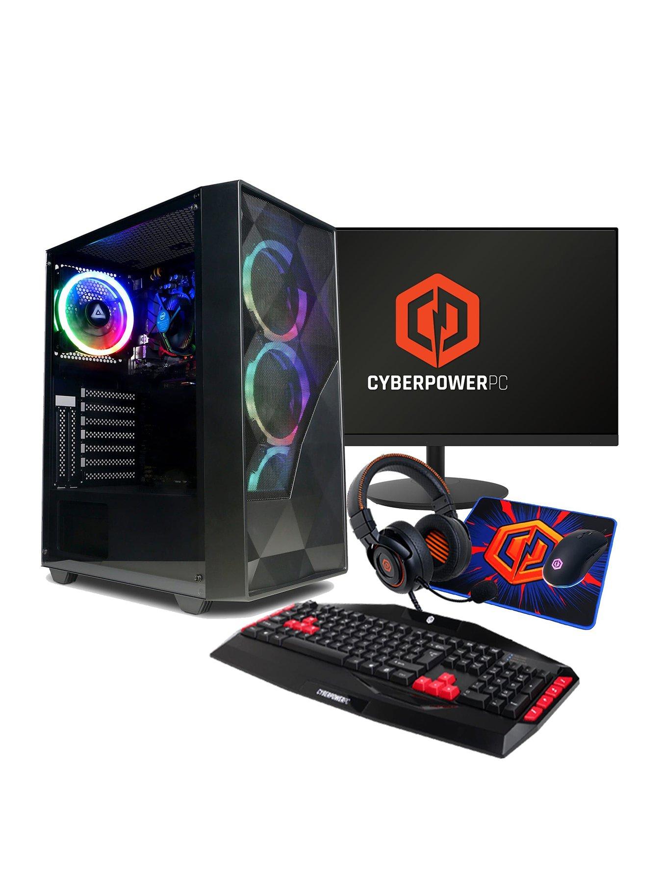 CyberPower PC Eurus Desktop PC Bundle - AMD Ryzen 5, 8GB RAM, 500GB SSD - Black