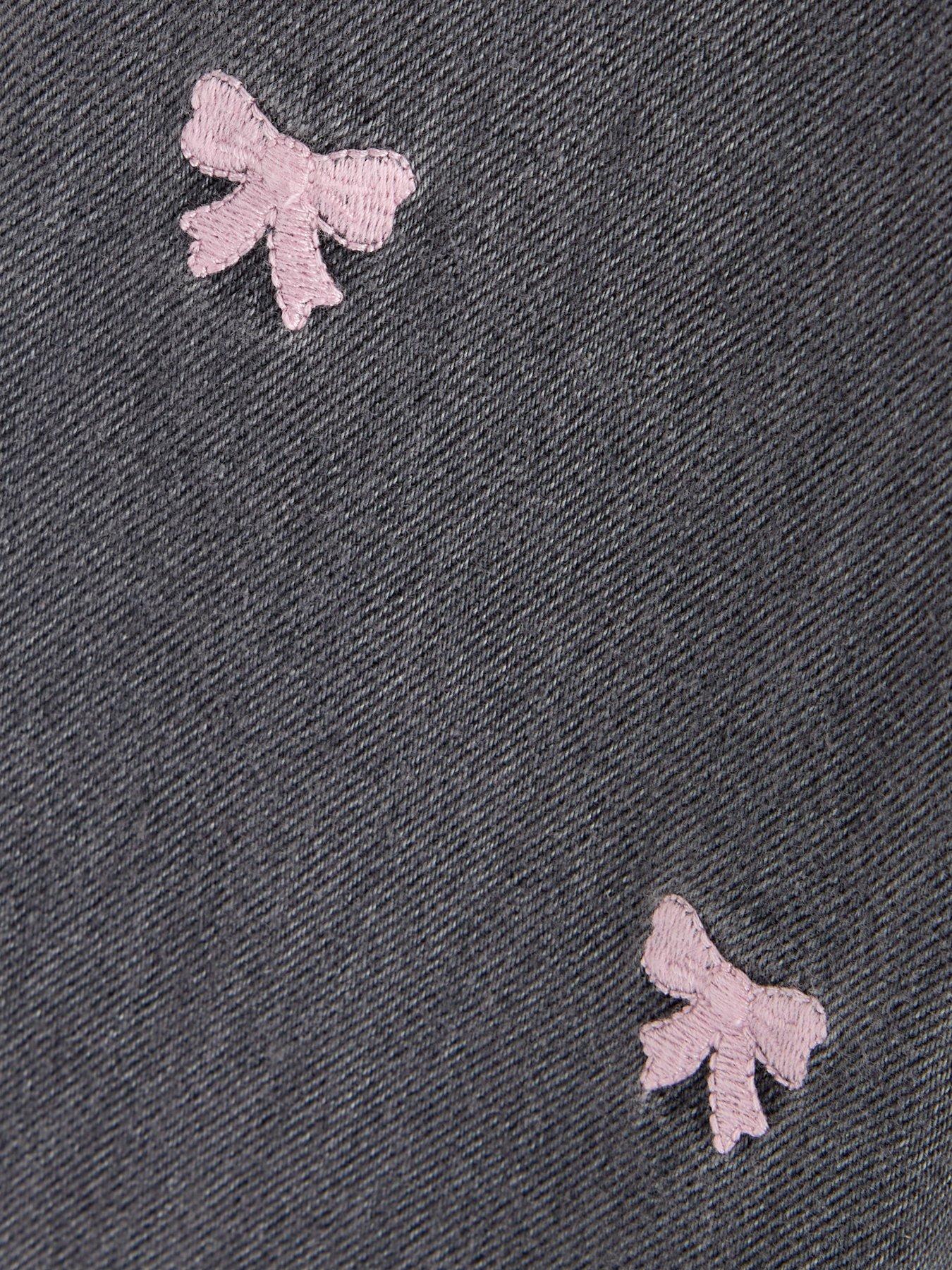 Image 5 of 6 of The Very Collection Girls Bow Embroidered Denim Jeans - Grey