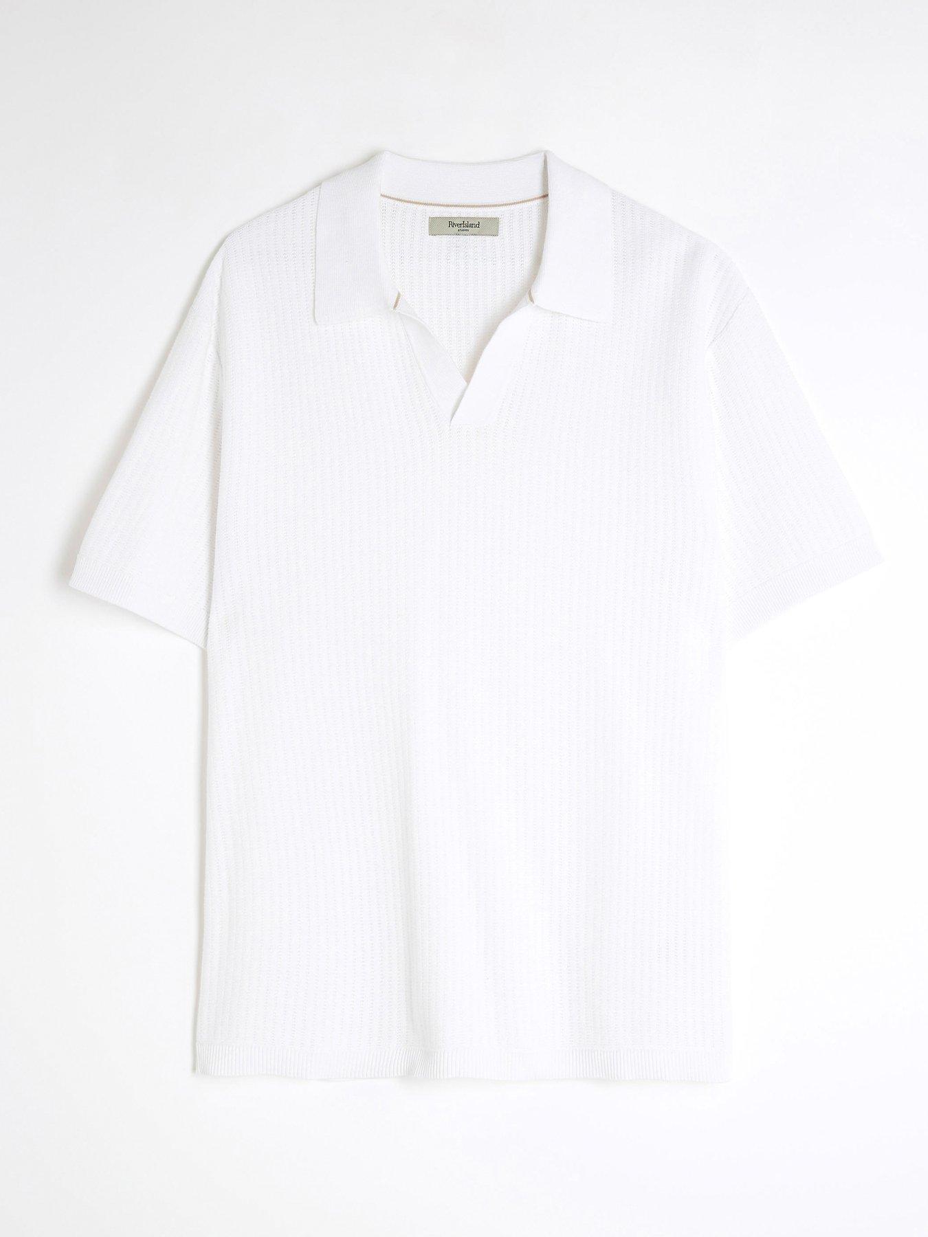 undefined River Island Short Sleeve Open Collar Knitted Polo