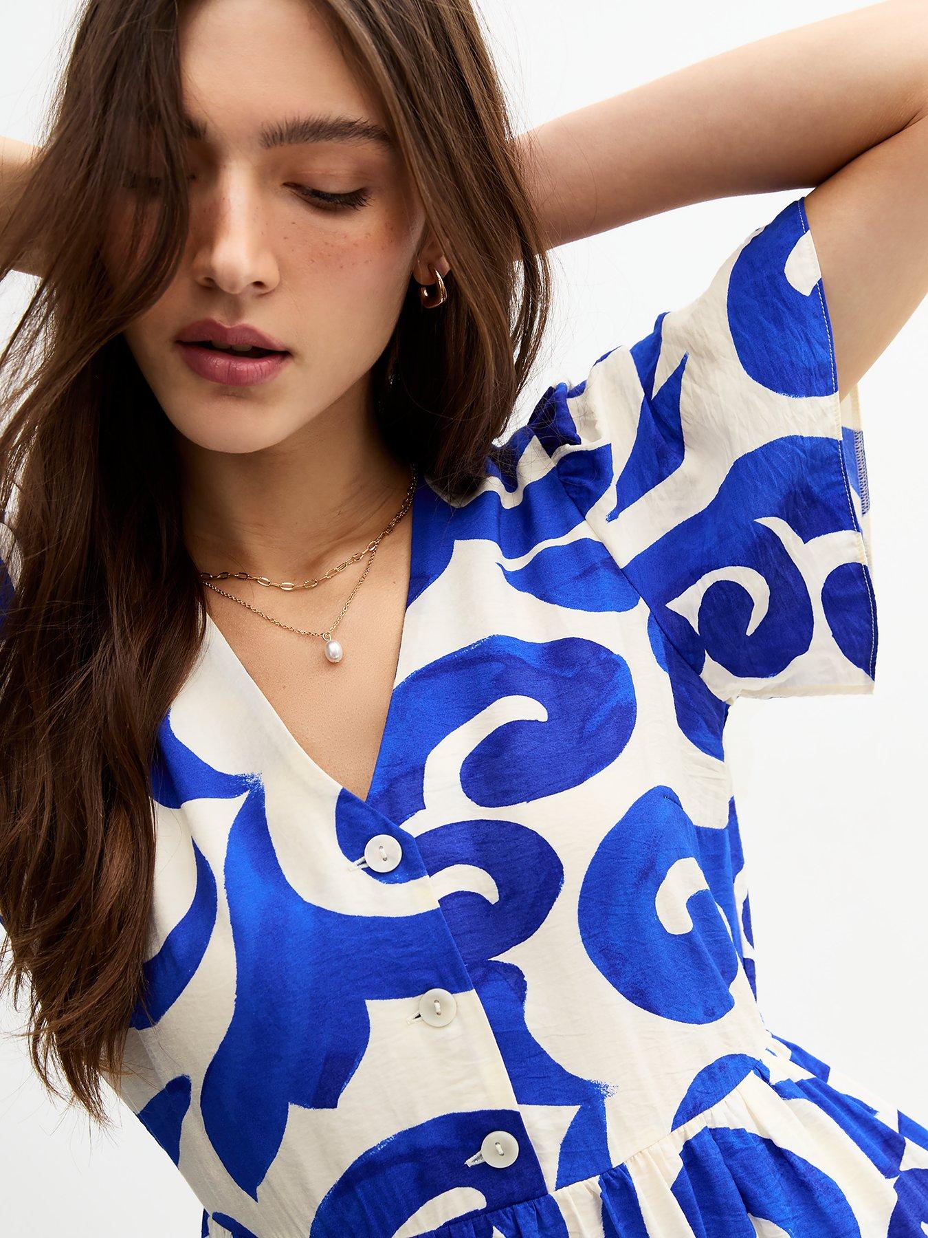 Swirl Print Darts Dress