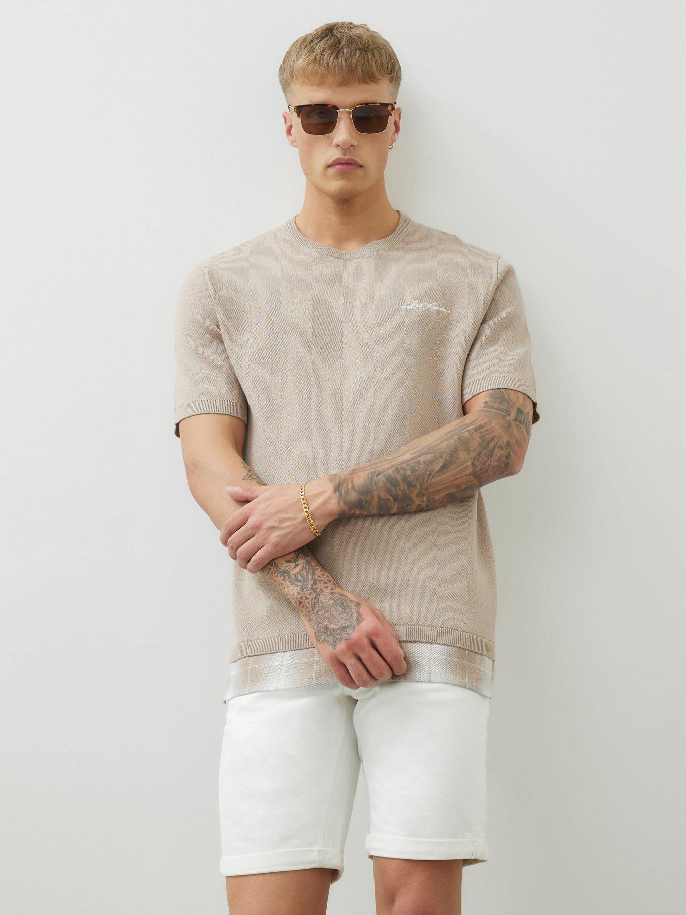 undefined River Island Short Sleeve 2 In 1 Knitted T-shirt