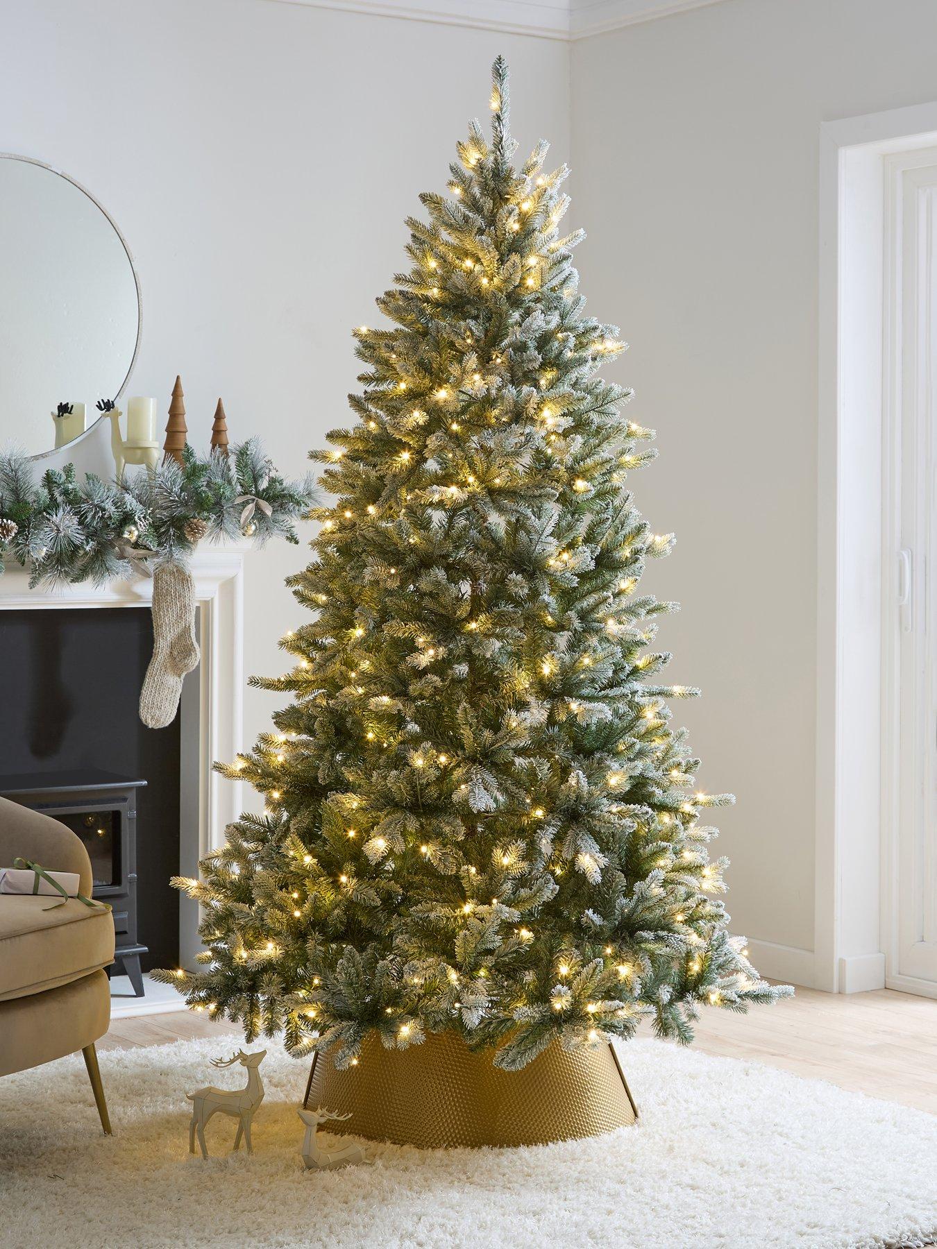 undefined 6ft Denver Pre Lit Flocked Christmas Tree With Dual Colour Twinkle Lights