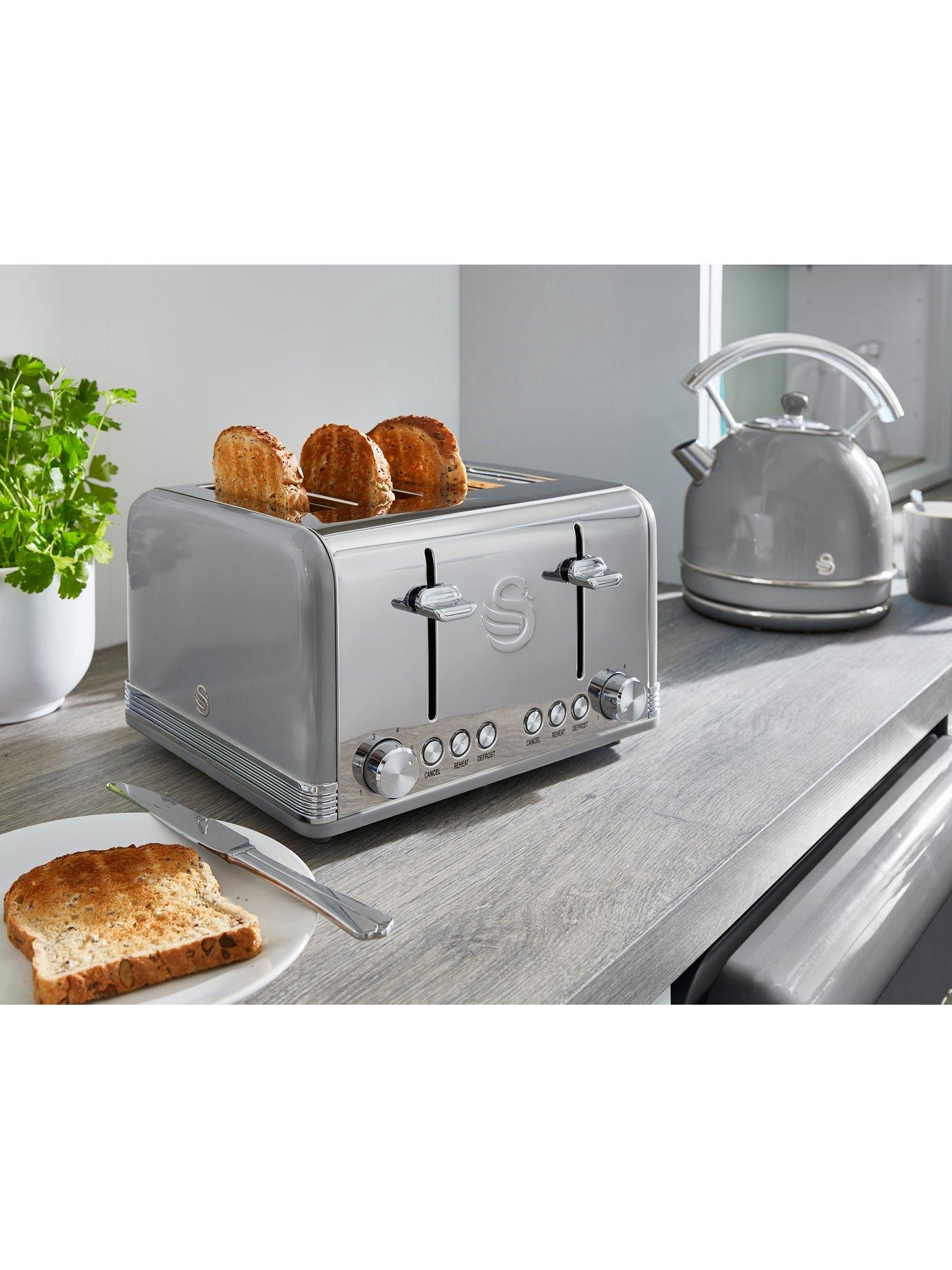 Swan EEJB184 Retro Style Slice Toaster and Jug Kettle Set Grey