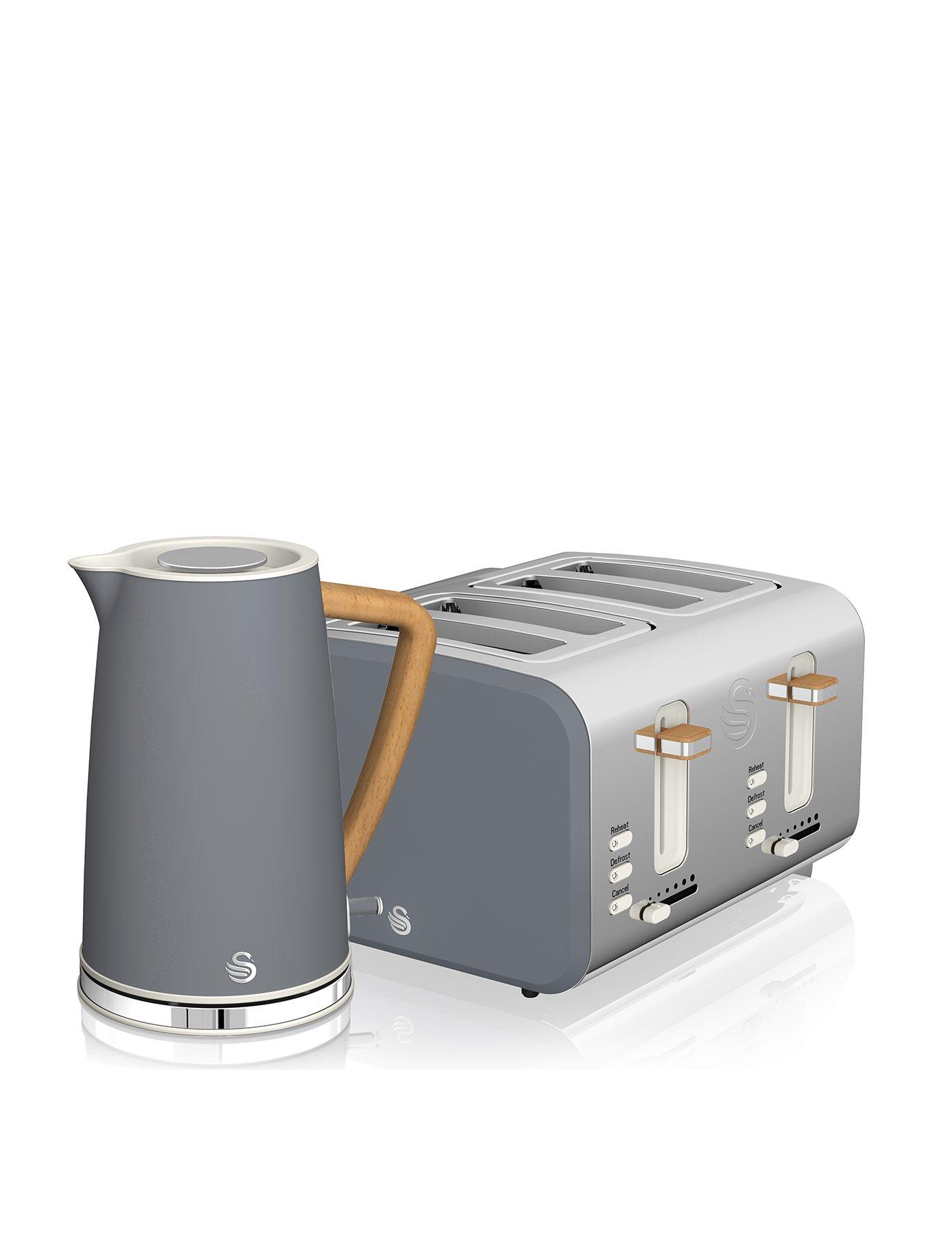 Image of Swan EEJB152 Nordic 4 Slice Toaster and Kettle Set - Grey